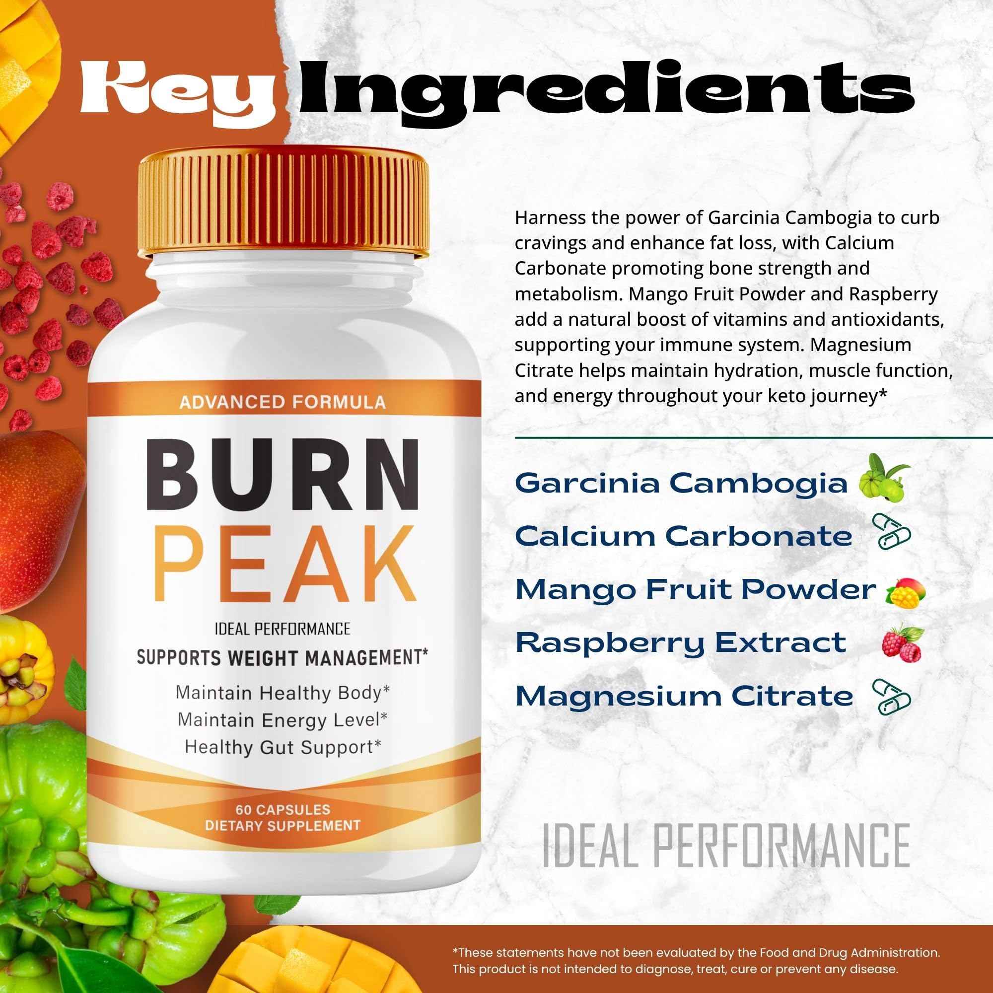 Burn Peak Capsules, Official BurnPeak Supplement Pills - Maximum Strength, All Natural Keto Capsule to Sustain Active Lifestyle & Fitness Goals, Overall Health Burn Peak Reviews (5 Pack) IDEAL PERFORMANCE Au supplements