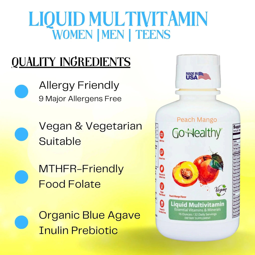 Go Healthy Liquid Vitamins for Women, Men, Teens | Vegan Vitamin & Mineral | High Absorption | Premium Liquid Multivitamin | Go Healthy Natural Au supplements