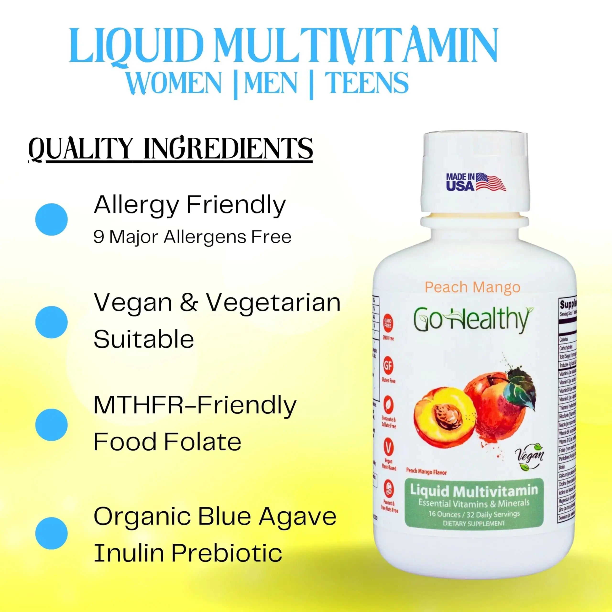 Go Healthy Liquid Vitamins for Women, Men, Teens | Vegan Vitamin & Mineral | High Absorption | Premium Liquid Multivitamin | Go Healthy Natural Au supplements