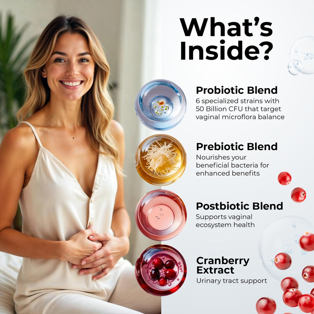 Women’s Probiotic for Vaginal Health | 50 Billion CFU with Probiotics, Prebiotic, Postbiotics & Cranberry for pH Balance, UTI Support, Yeast, Gut Health, Odor, Dryness & Feminine Comfort PharmaSupps Au supplements
