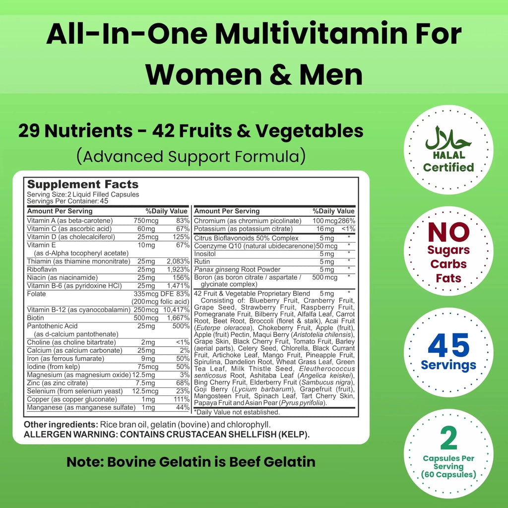SHIFAA NUTRITION Halal Vitamins, Multivitamin for Women & Men – Comprehensive Support for Heart, Brain, Eye & Immune Health SHIFAA NUTRITION Au supplements