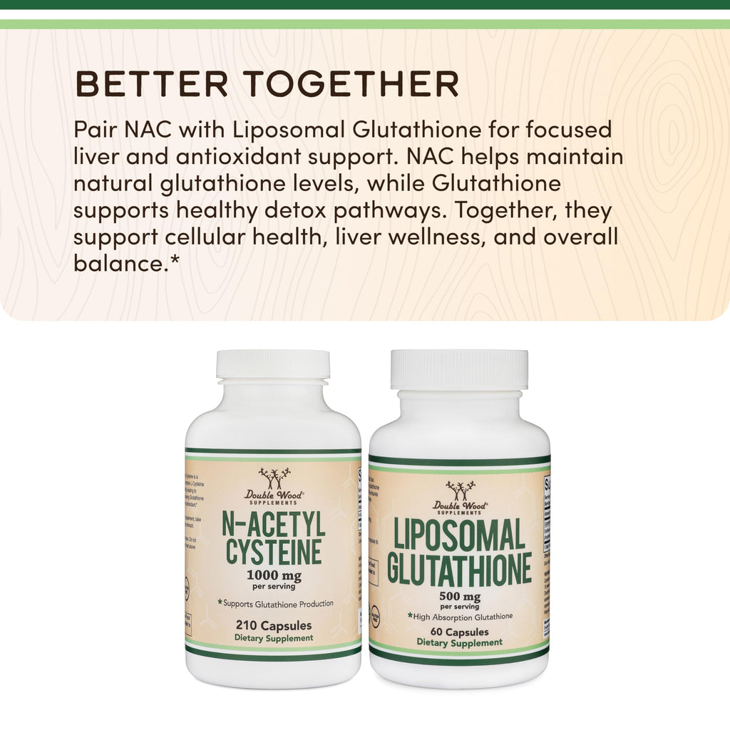 NAC Supplement (N-Acetyl Cysteine) - 99%+ Purity Tested - (1,000mg Per Serving 500mg Per Cap, 210 Capsules) (Third Party Tested) with Odor Masking Technology