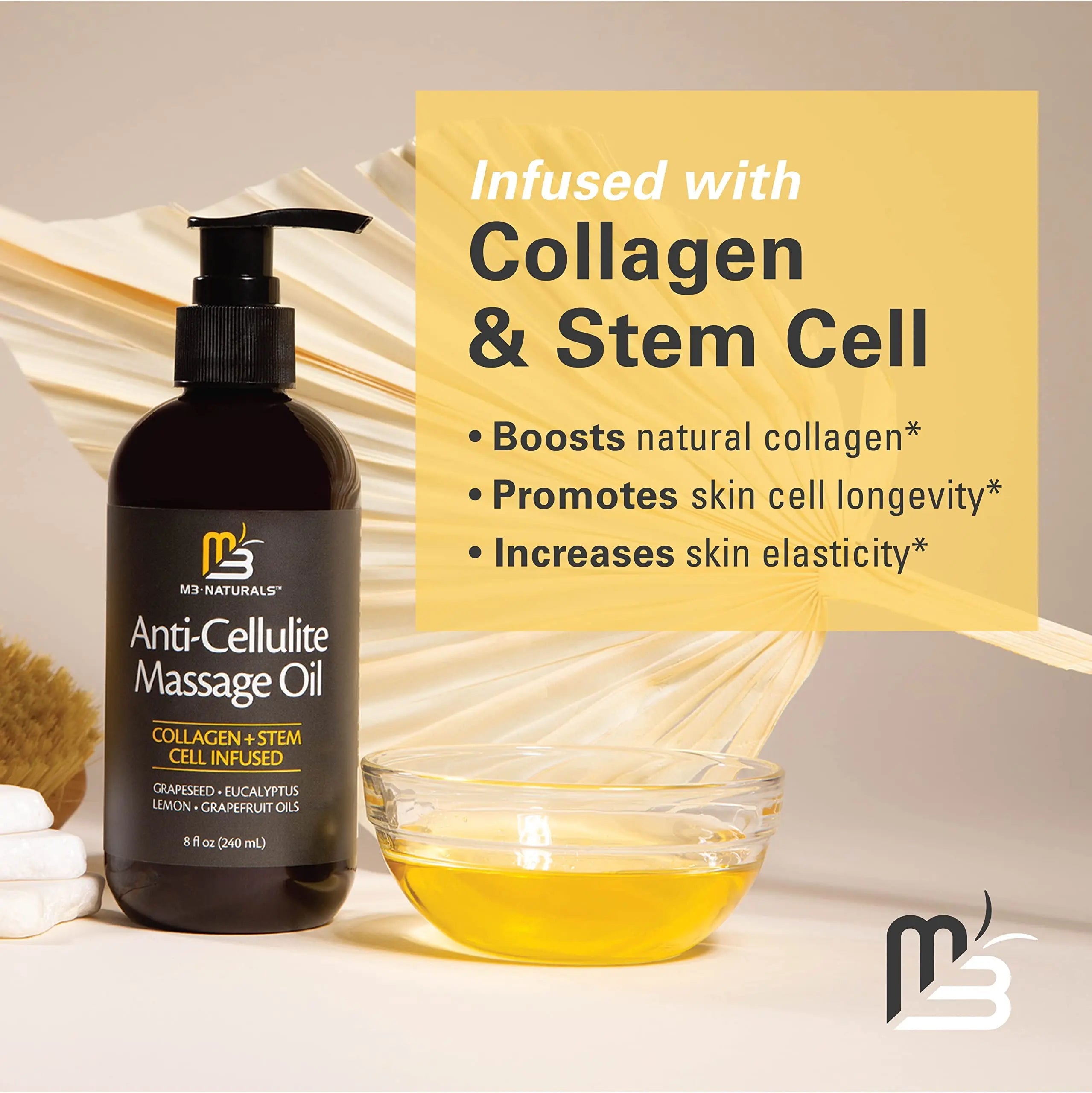 Anti Cellulite Massage Oil for Massage Therapy - Collagen and Stem Cell Skin Tightening M3 Naturals Au supplements