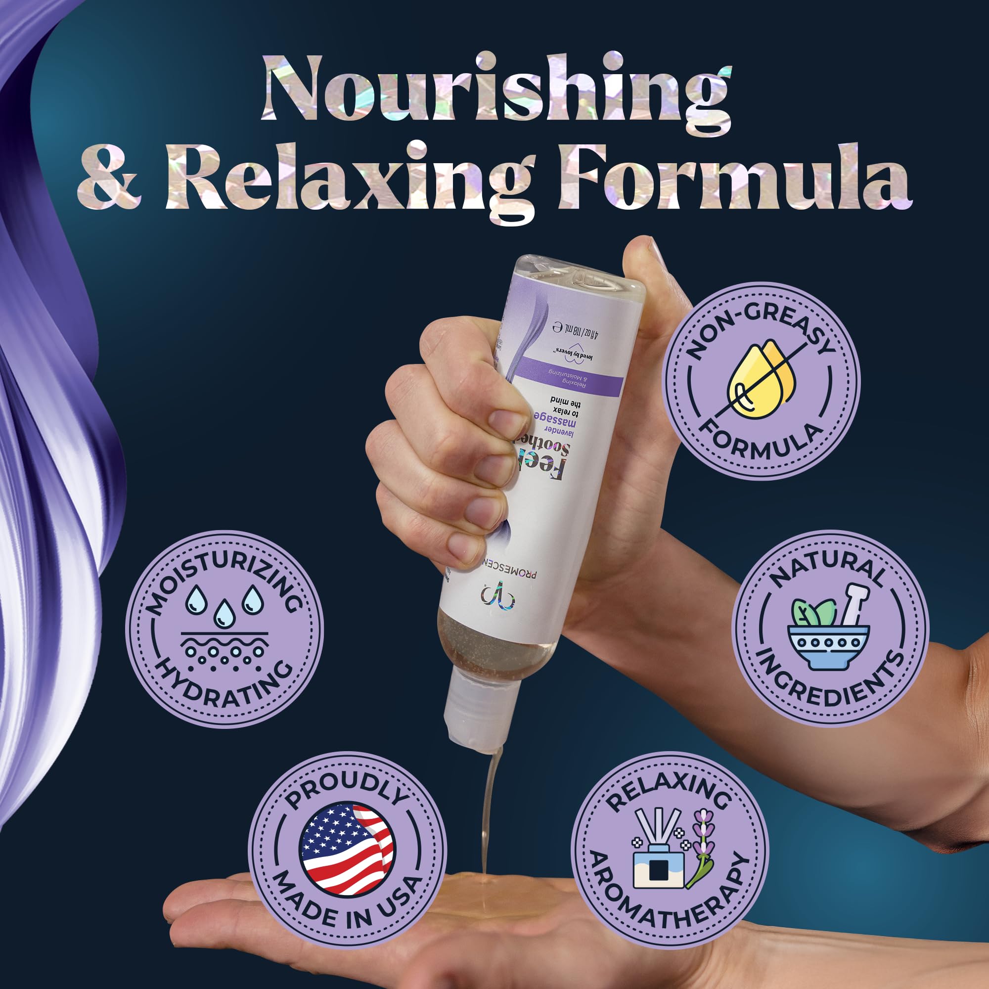 Promescent Lavender Massage Oil for Massage Therapy, Massage Oils for Date Night, Premium Lavender Body Oil for Men & Women to Relieve Stress & Sore Muscles, Essential Oils for Skin (4 oz) Promescent Au supplements