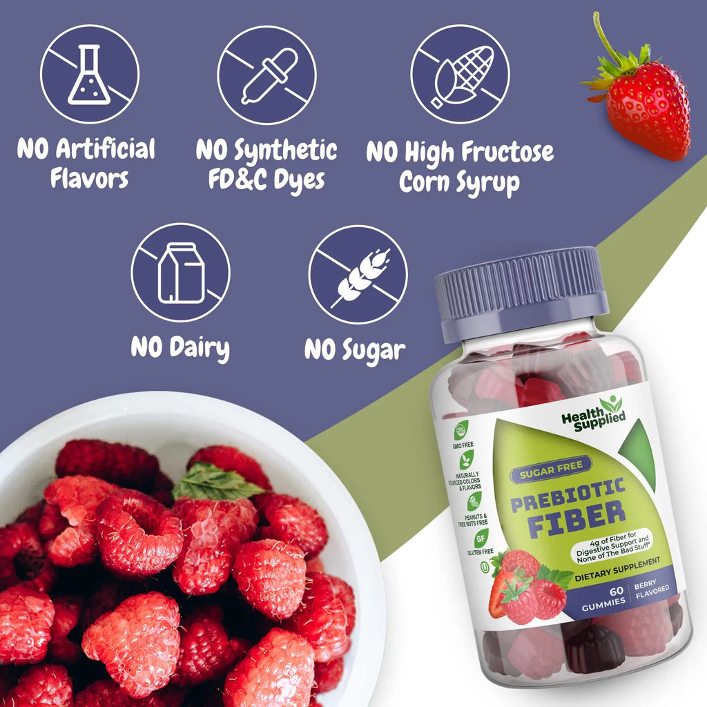 Fiber Prebiotic Gummies Sugar Free, Keto Friendly | Gut Cleansing, Digestive Health Regularity Health Supplied Au supplements
