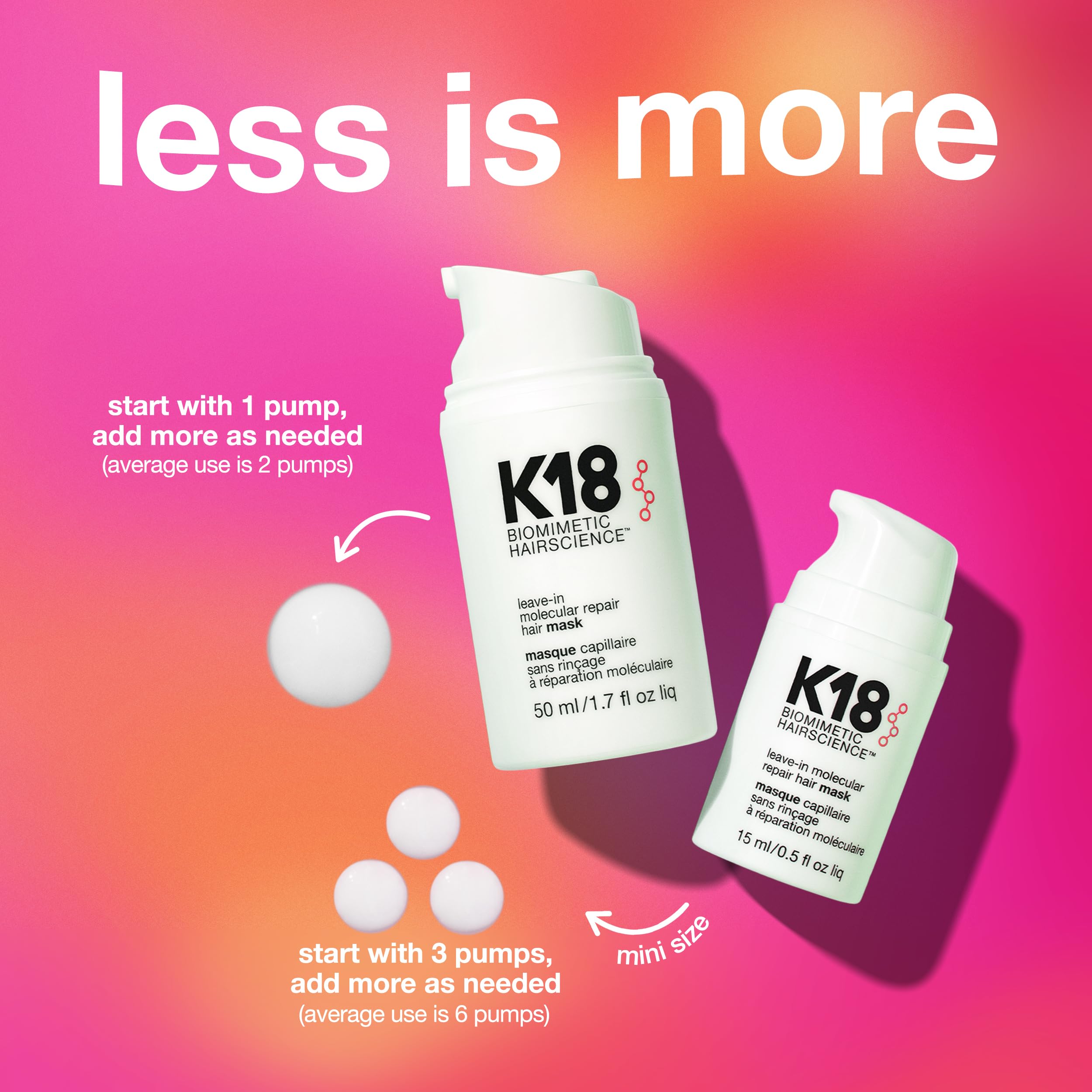 K18 Leave-In Molecular Repair Hair Mask - Peptide Hair Treatment Mask for Bleach, Color, Chemical + Heat Damaged Strands - Immediate + Lasting Damage Reversal in 4 Minutes (1.7 Fl oz) K18 Au supplements