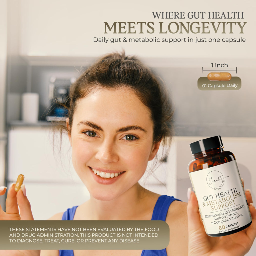 SORELLE SHOPPE Akkermansia Muciniphila Probiotic + Saffron + B Complex | Core Gut Health & Daily Wellness | Mood & Metabolism Support