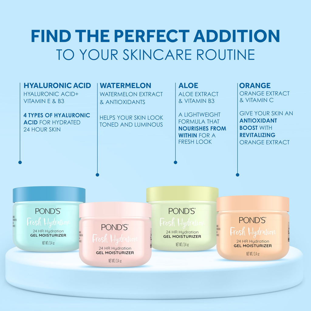 POND’S Fresh Hydration Gel Moisturizer – 24 HR Hydration with Vitamin E, Hyaluronic Acid & Vitamin B3 – Alcohol & Oil