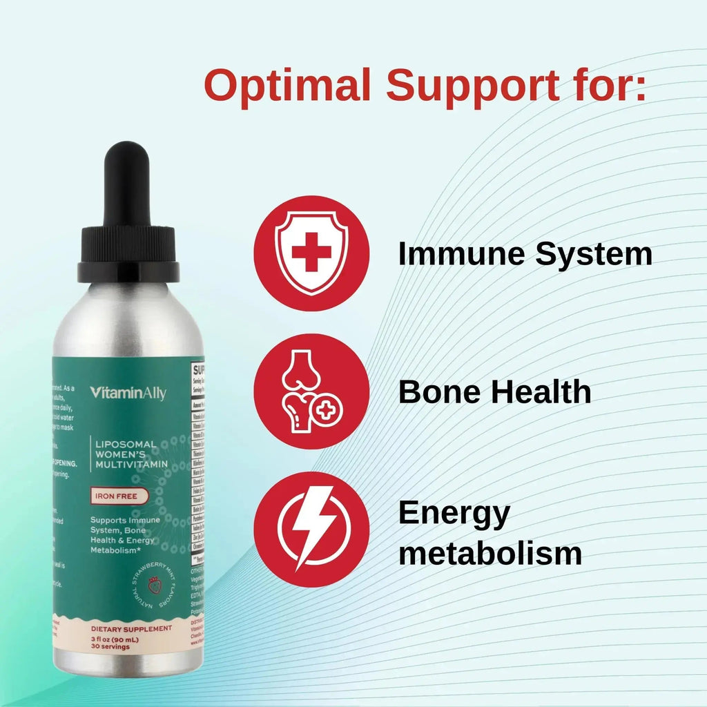 Vitaminally Liposomal Women's Liquid multivitamin Iron Free Drops| Sugar Free | Non-GMO | Gluten Free | Supports Immune System, Bone Health and Energy Metabolism Vitaminally Au supplements