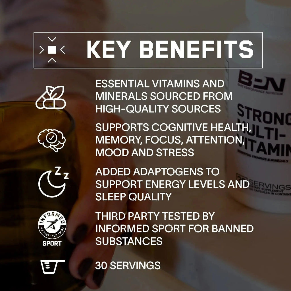 BARE PERFORMANCE NUTRITION BPN Strong Multi-Vitamin 30 Day Supply + Recover Post-Workout Muscle Recovery Drink Mix BARE PERFORMANCE NUTRITION Au supplements