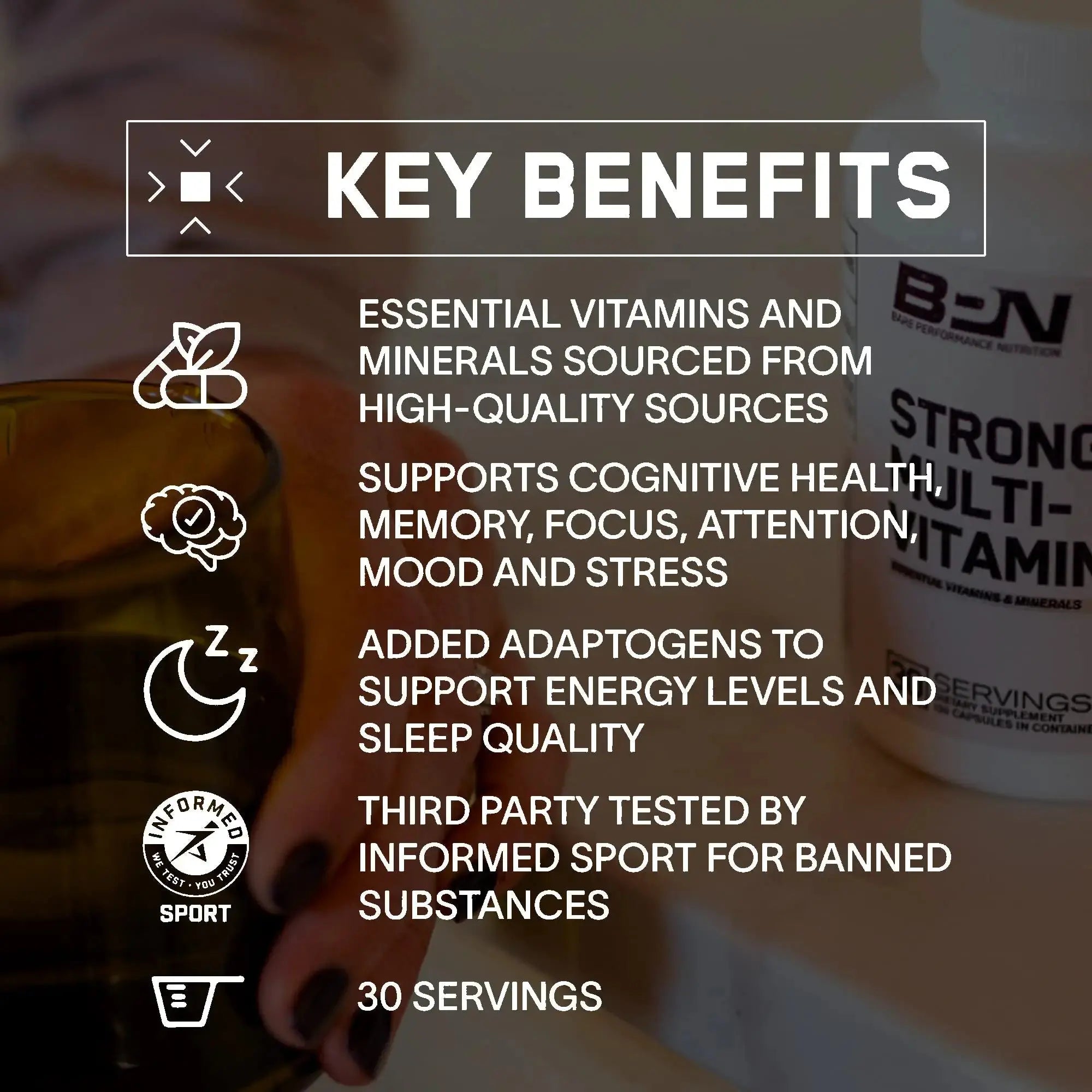 BARE PERFORMANCE NUTRITION BPN Strong Multi-Vitamin 30 Day Supply + Recover Post-Workout Muscle Recovery Drink Mix BARE PERFORMANCE NUTRITION Au supplements