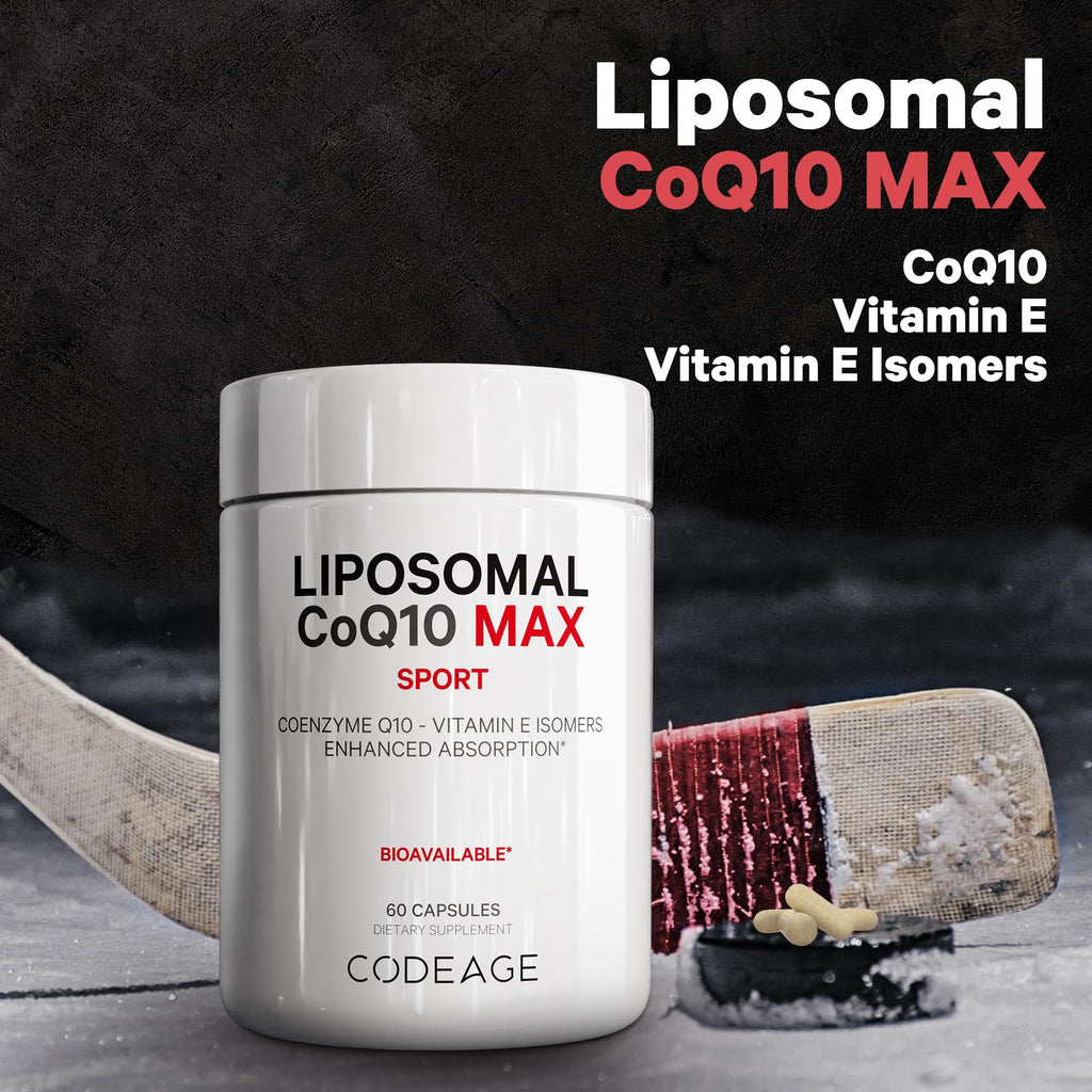 Codeage Liposomal CoQ10 Max Supplement - 250 mg Coenzyme Q10 with Vitamin E Isomers Tocopherols - 2-Month Supply - 1 Capsule Per Serving - Liposomal Delivery - Non-GMO, Gluten-Free - 60 Capsules Codeage Au supplements