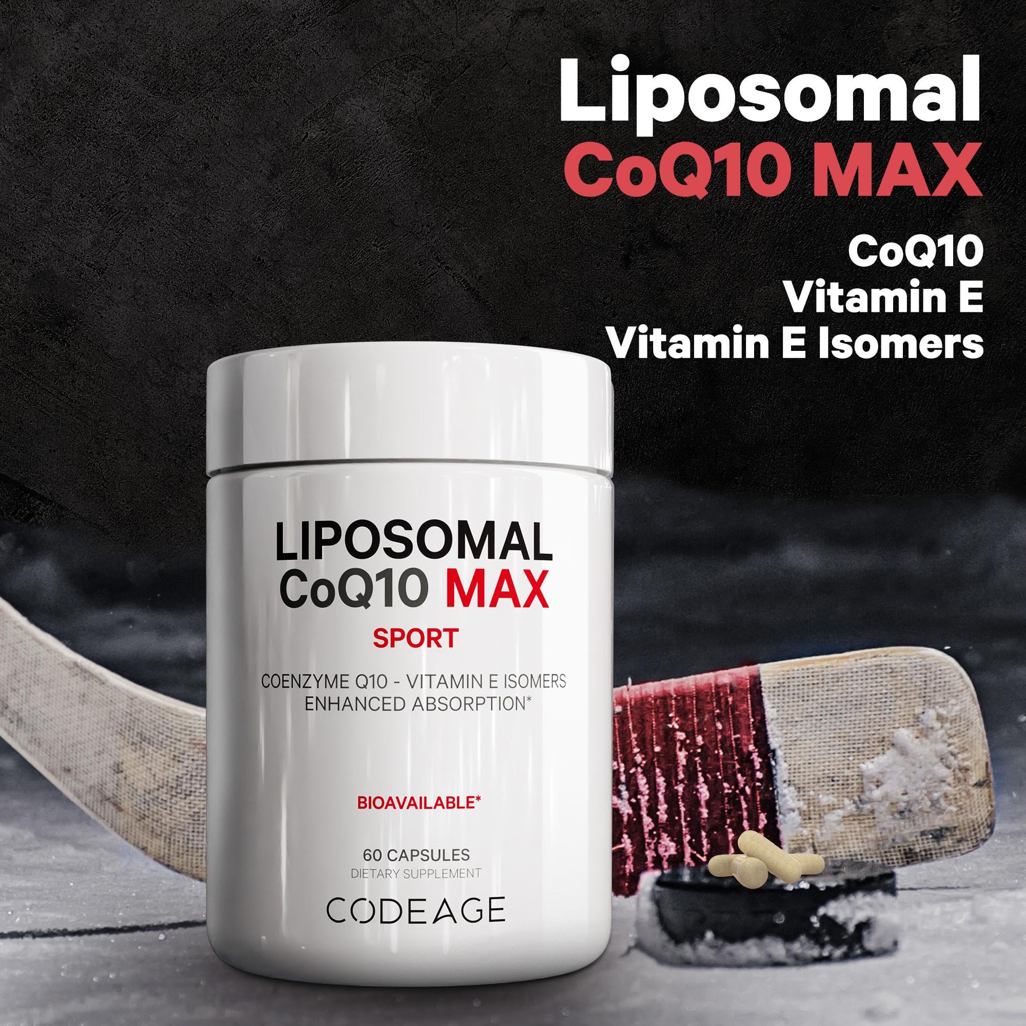 Codeage Liposomal CoQ10 Max Supplement - 250 mg Coenzyme Q10 with Vitamin E Isomers Tocopherols - 2-Month Supply - 1 Capsule Per Serving - Liposomal Delivery - Non-GMO, Gluten-Free - 60 Capsules Codeage Au supplements