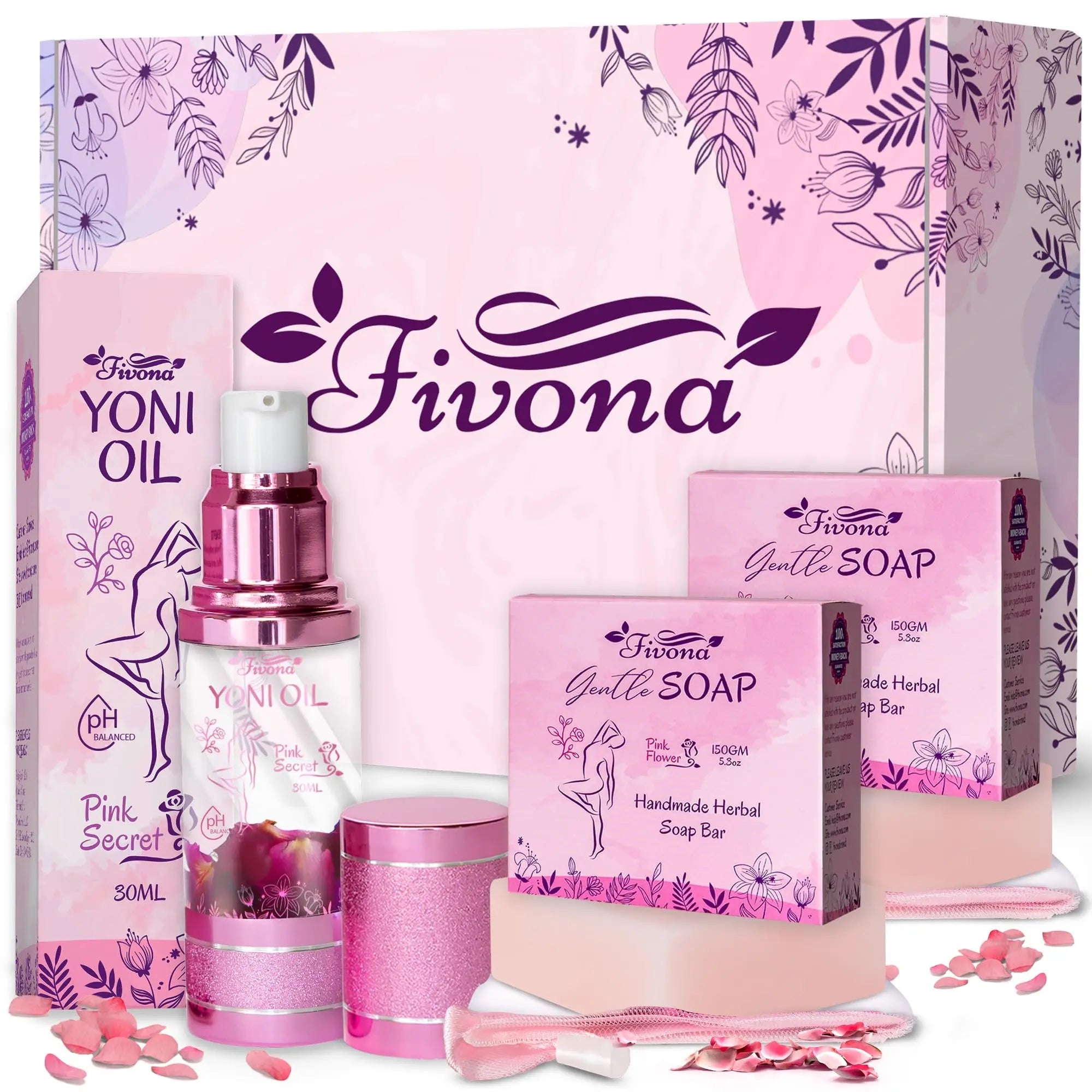 FIVONA 3 in 1 Set of Yoni Oil with 2 Yoni Soap Bars - Feminine pH Balanced Natural Vaginal Oil 30 ml FIVONA Au supplements