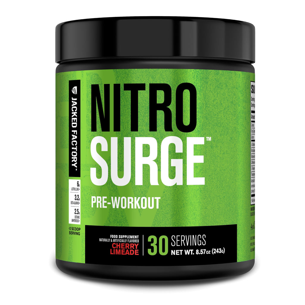 Jacked Factory NITROSURGE Pre Workout Supplement - Endless Energy, Instant Strength Gains, Clear Focus, Intense Pumps - NO Booster & Preworkout Powder with Beta Alanine