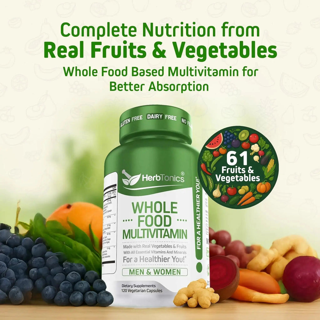 Herbtonics Whole Food Multivitamin for Men & Women – Vegan Multivitamin with Real Fruits & Veggies, Probiotics, CoQ10 Herbtonics Au supplements