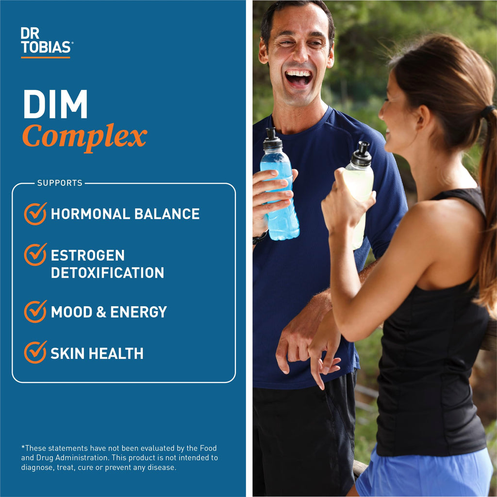Dr. Tobias DIM Complex, Hormone Balance for Women & Men, DIM Supplement with BioPerine, Broccoli Extract & Calcium D-Glucarate Estrogen Detox Balance Complex, Non-GMO, Vegan, 60 Capsules Dr. Tobias Au supplements