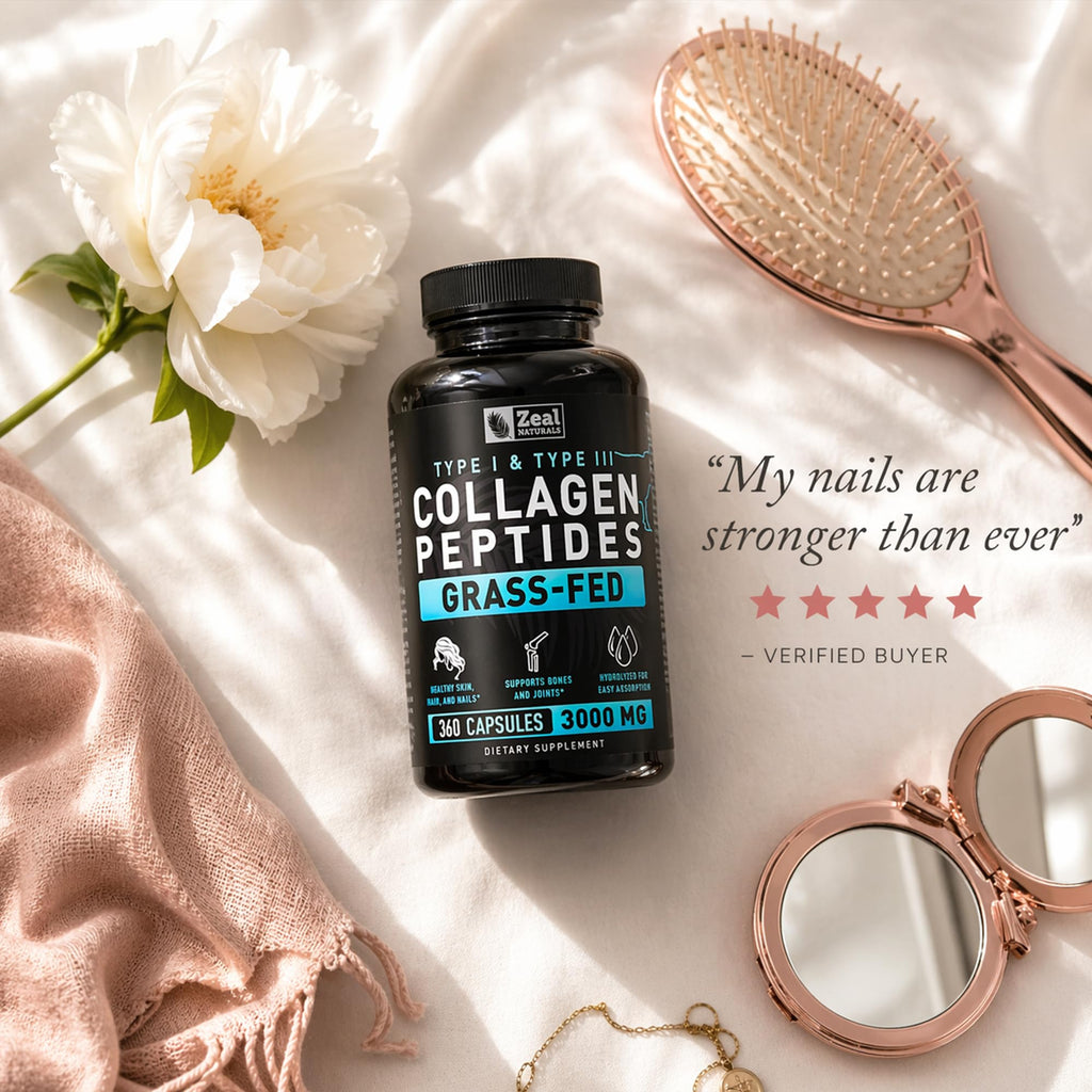 Collagen Peptides Capsules 360 Count - Grass Fed Bovine Hydrolyzed Collagen Pills - Hair, Skin & Nails, Joint Support - Collagen Supplements for Women & Men