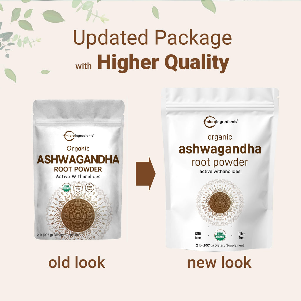 Micro Ingredients Organic Ashwagandha Root Powder | 2 Pound, No Filler, No Additives, Highly Purified | Active Withanolides, Adaptogenic Ayurvedic Herbal Supplements, Gluten Free, India Origin Micro Ingredients Au supplements