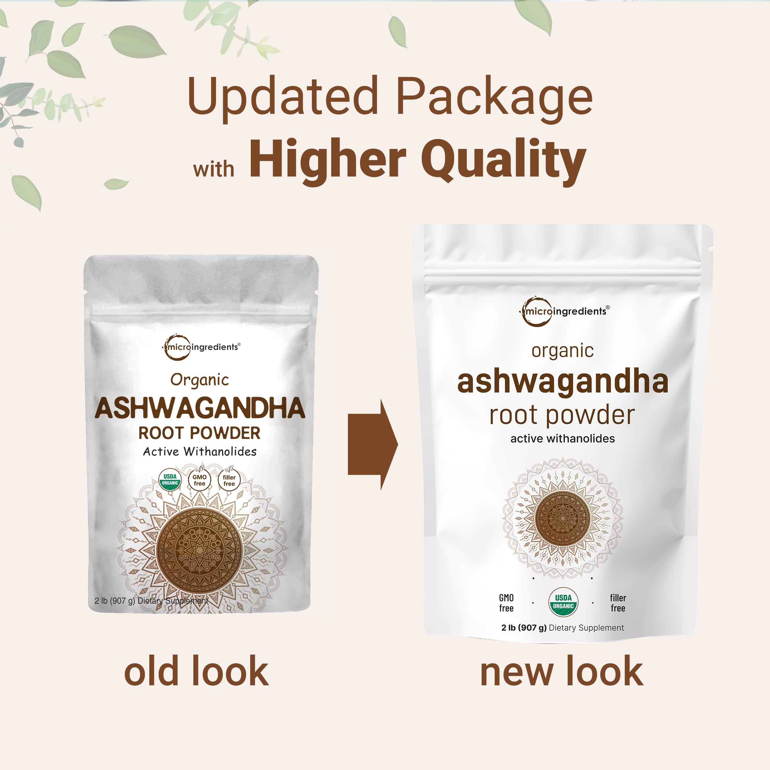 Micro Ingredients Organic Ashwagandha Root Powder | 2 Pound, No Filler, No Additives, Highly Purified | Active Withanolides, Adaptogenic Ayurvedic Herbal Supplements, Gluten Free, India Origin Micro Ingredients Au supplements
