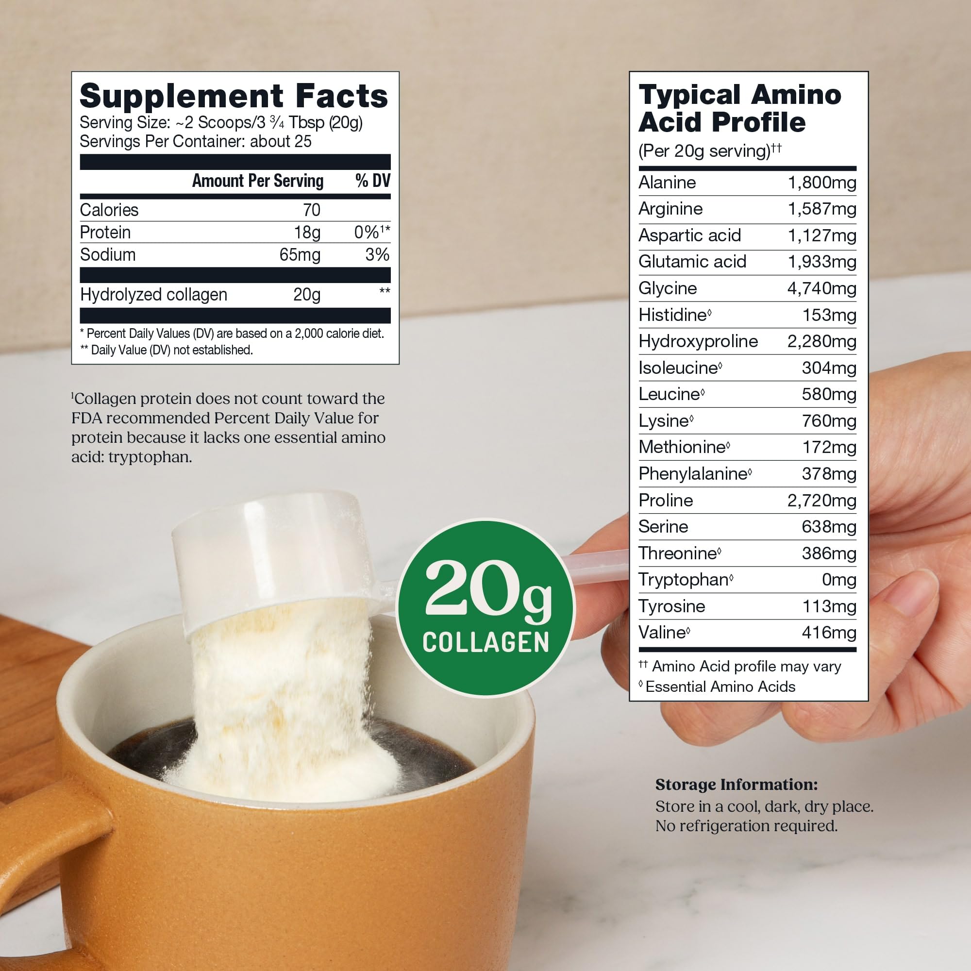 Bulletproof Unflavored Collagen Peptides Powder, 20g Grass-Fed Collagen Protein and Amino Acids for Skin