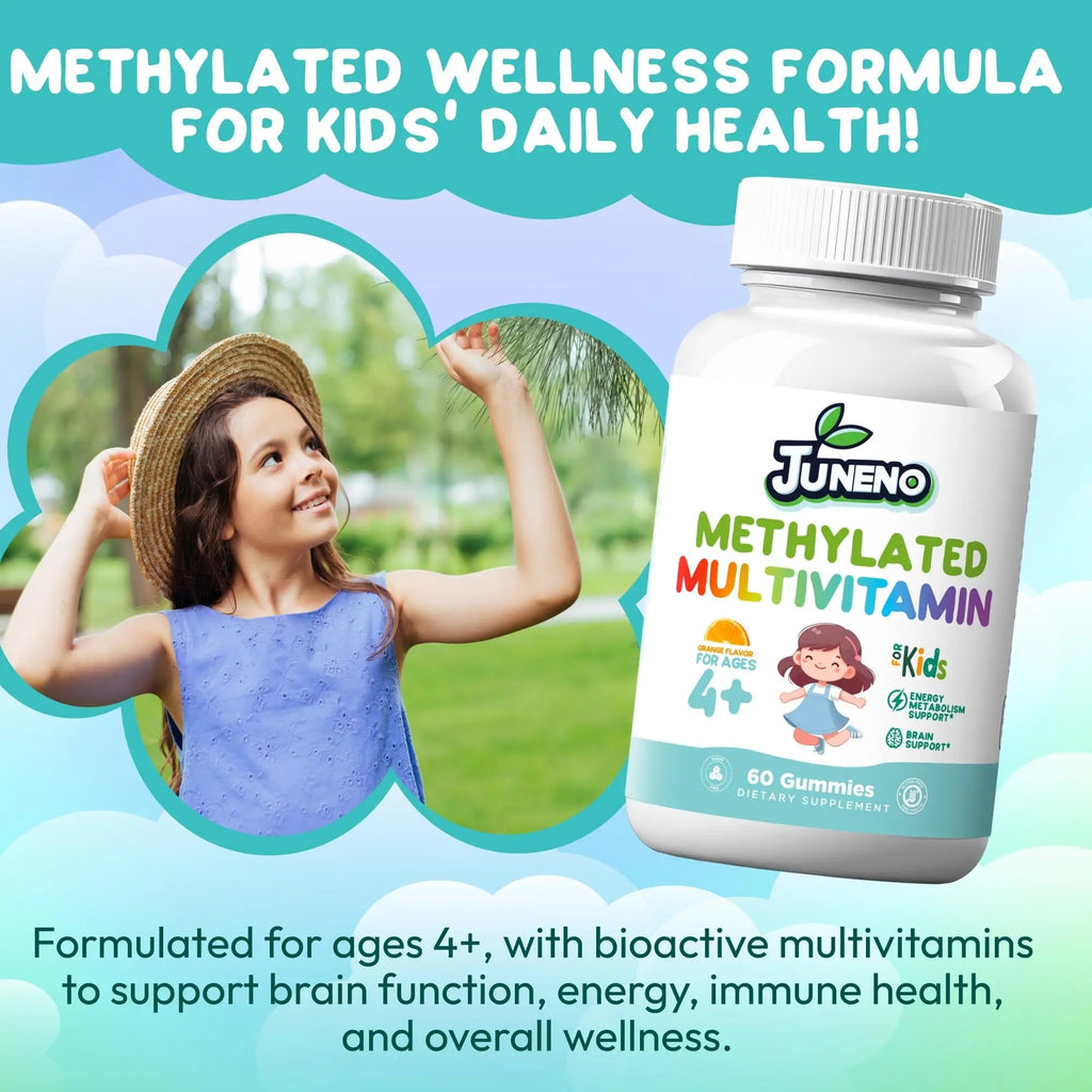 Juneno Methylated Multivitamin Gummies for Kids - MTHFR Support Supplement with B Complex 5-MTHF Folate (L-Methylfolate) Juneno Au supplements