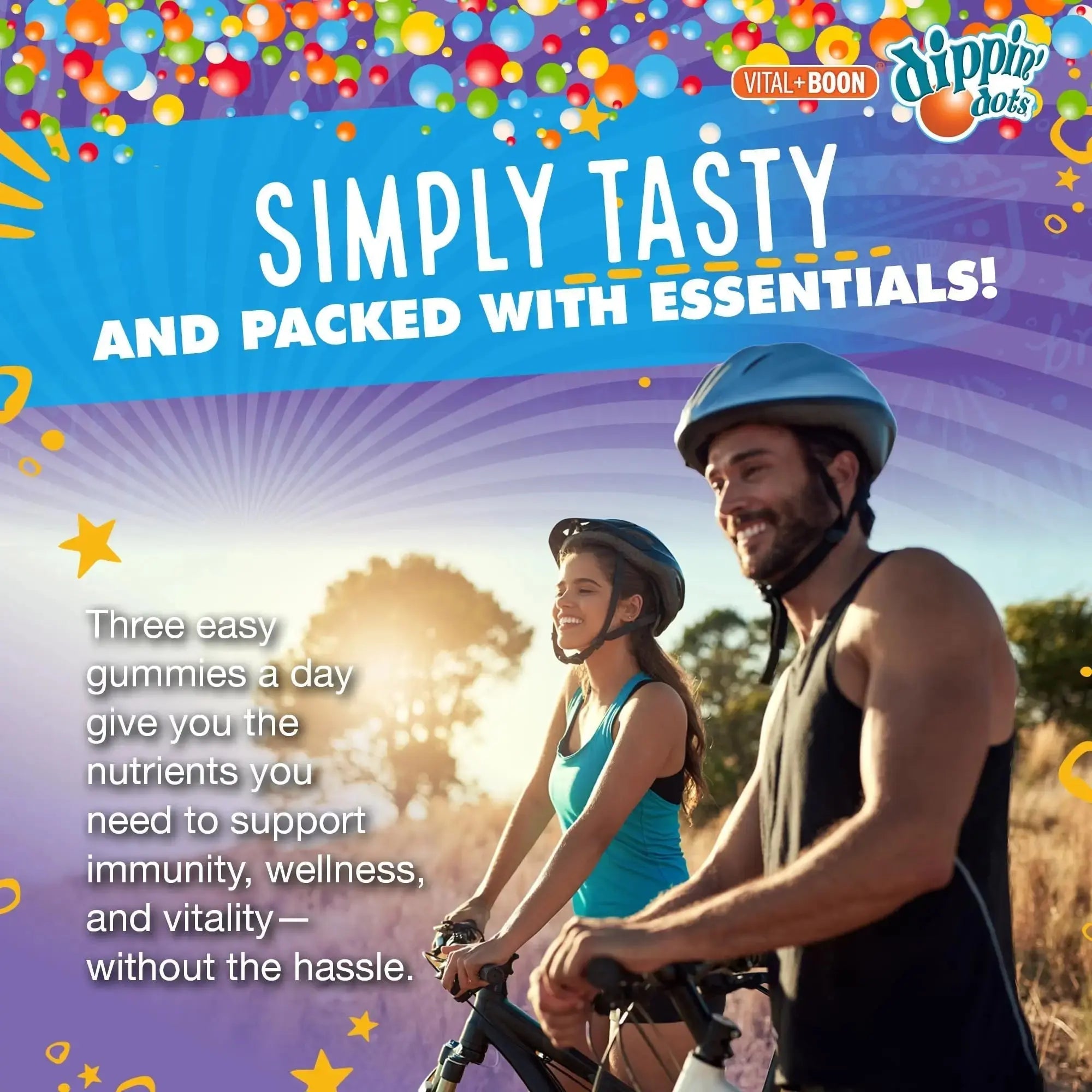 Vital+Boon Dippin' Dots - Multivitamin Gummies for Adults - Gummy Vitamins with Vitamin A, B6, C, D3, E & Folic Acid - Vegetarian Vital+Boon Au supplements