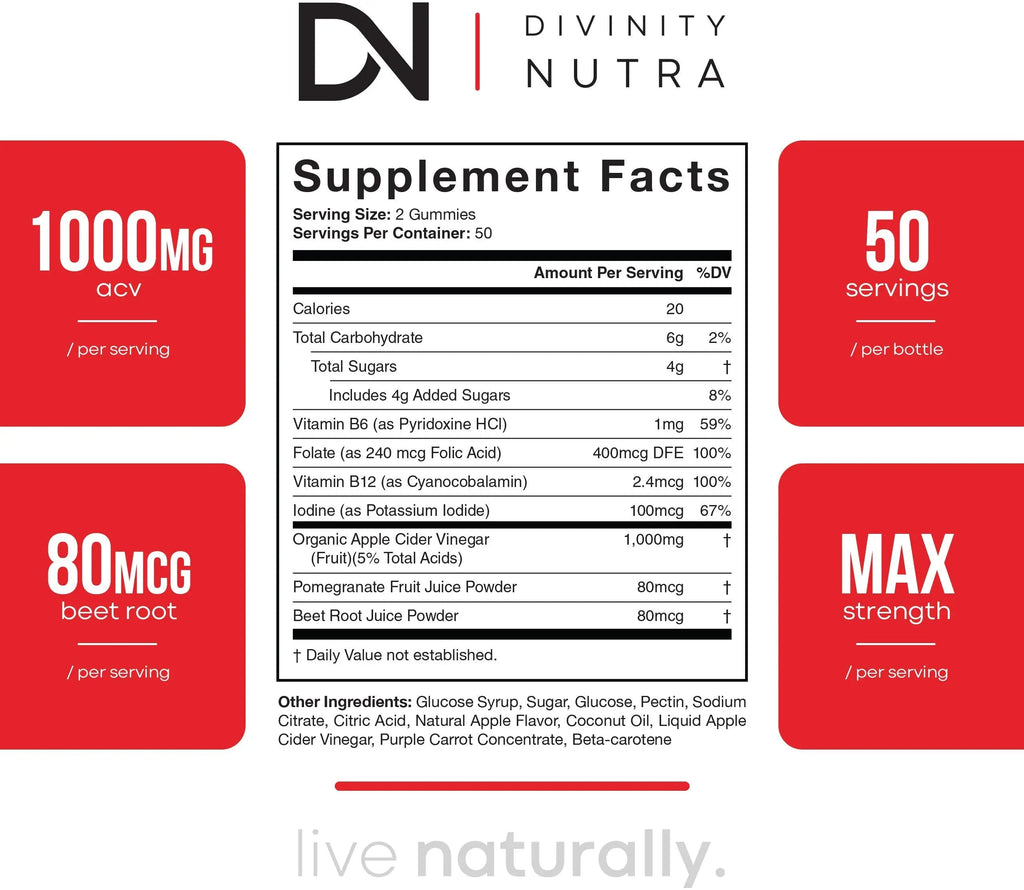 Apple Cider Vinegar Gummies for Weight Loss - Nutritional Supplement for Detox, Cleanse Divinity Nutra Au supplements