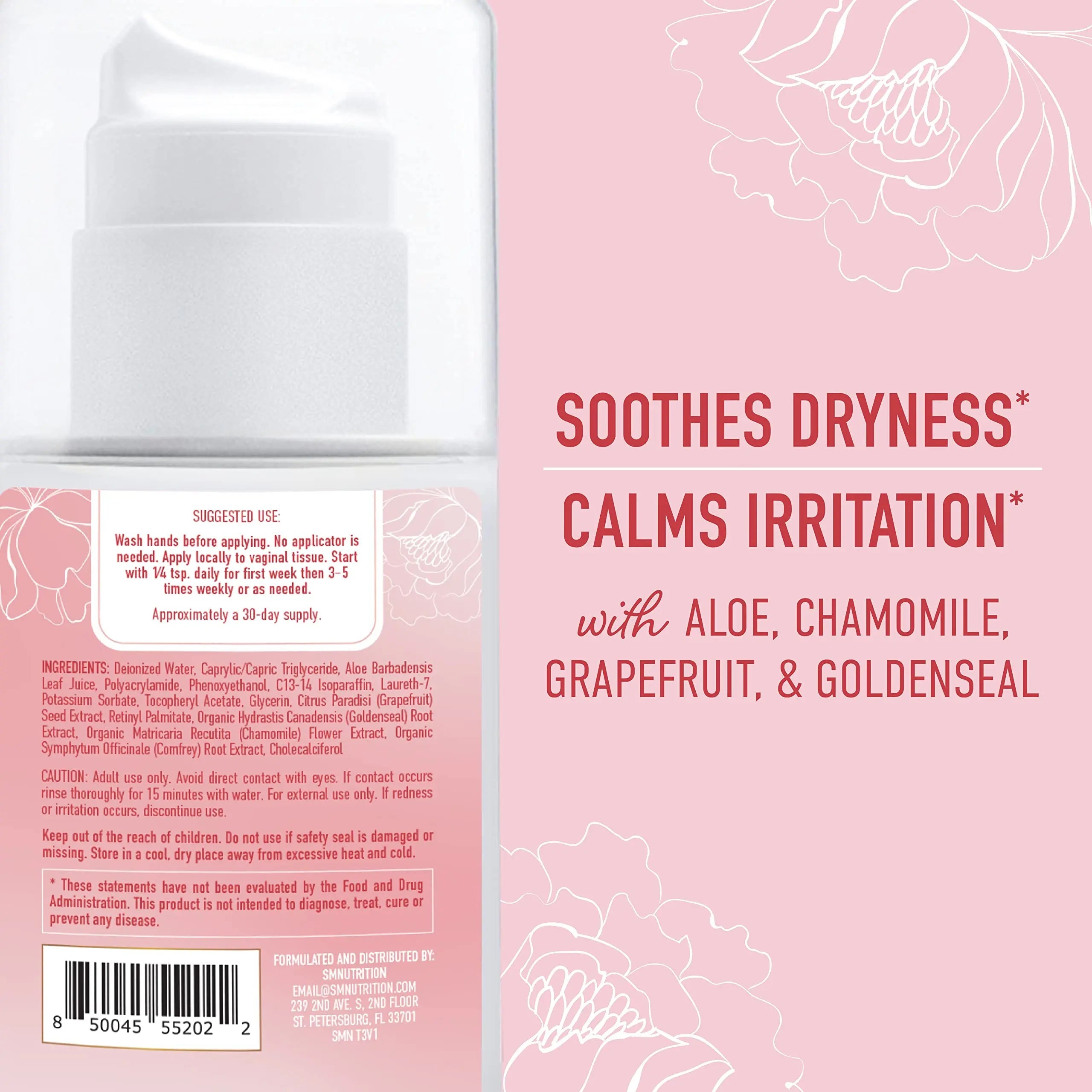 Vulva Rescue Moisturizer Cream | 3oz. PUMP | Soothes Vaginal Itch & Dryness | No Estrogen or Fragrance SMNutrition Au supplements