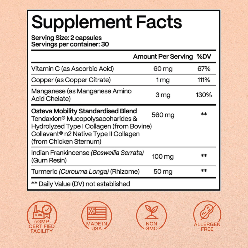 Rejuveen Osteva Joint Support Supplement for Women | High Potency Collagen, Turmeric, Boswellia | for Flexible Cartilage & Tendons,