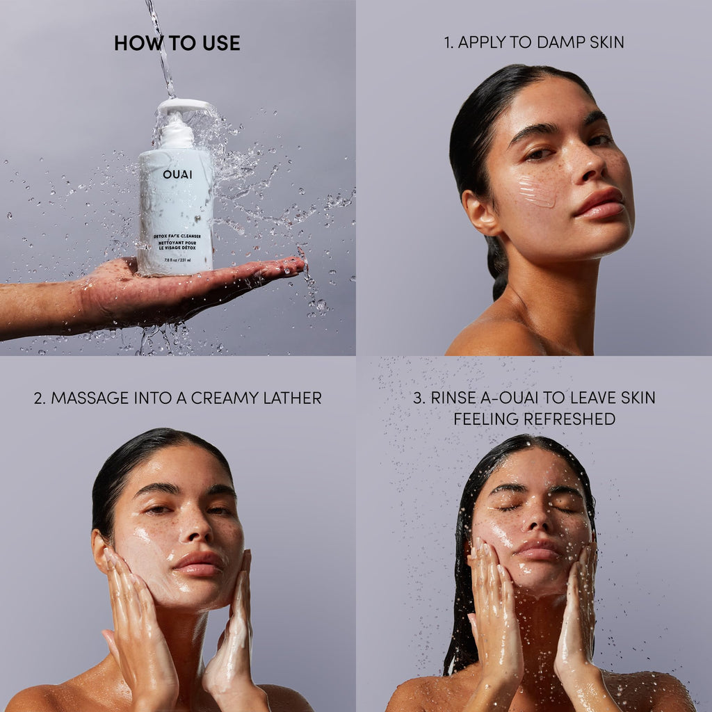 OUAI Detox Facial Cleanser - Deep Cleansing Face Wash with Glycolic Acid, Niacinamide & PHA - Removes Sweat, Dirt & Oil Without Drying - Gentle Face Cleanser for Post-Workout (7.8 Fl Oz) OUAI Au supplements