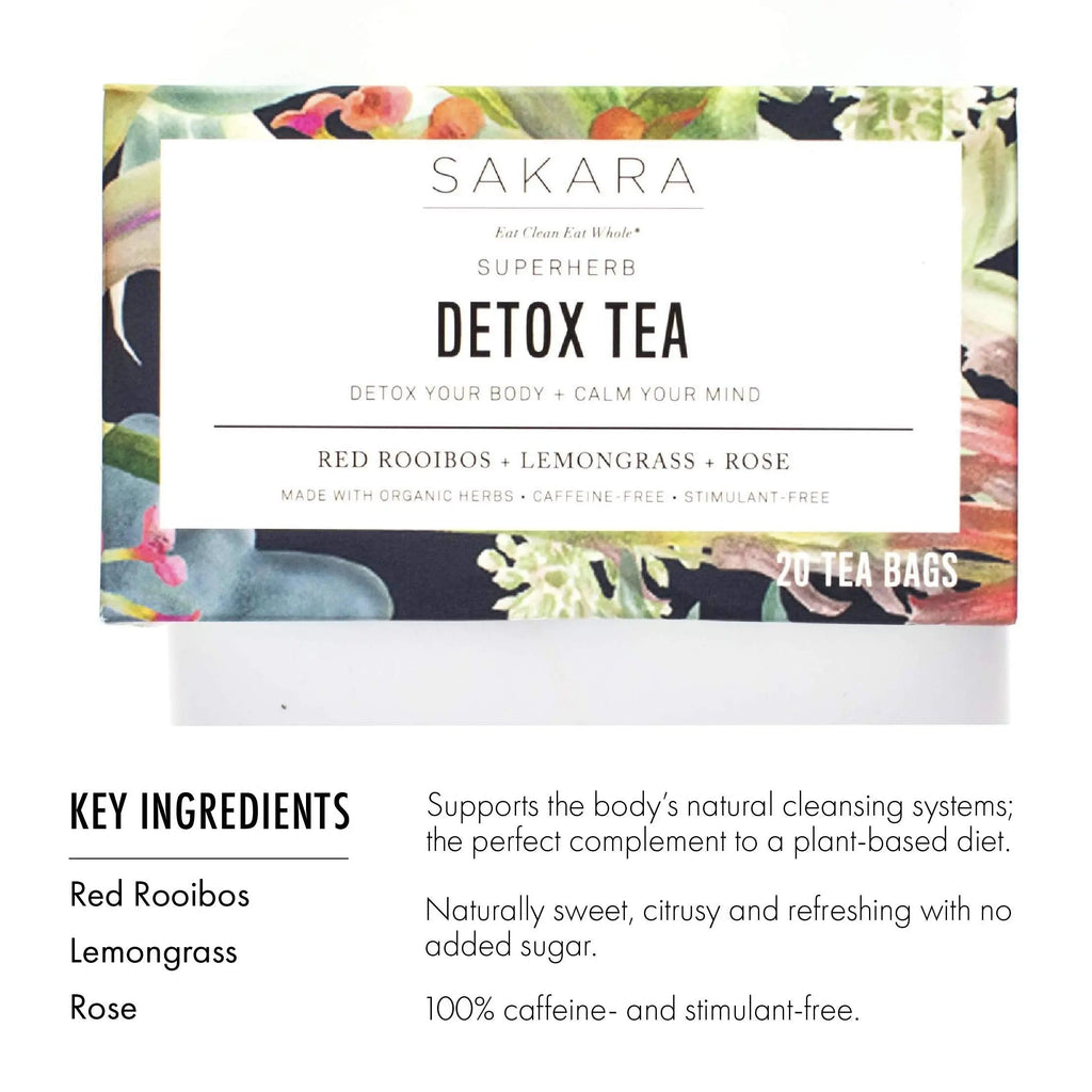 Sakara Detox Tea - Herbal Tea with Rose Petals, Lemon Peel, Lemongrass, & Rooibos SAKARA Au supplements