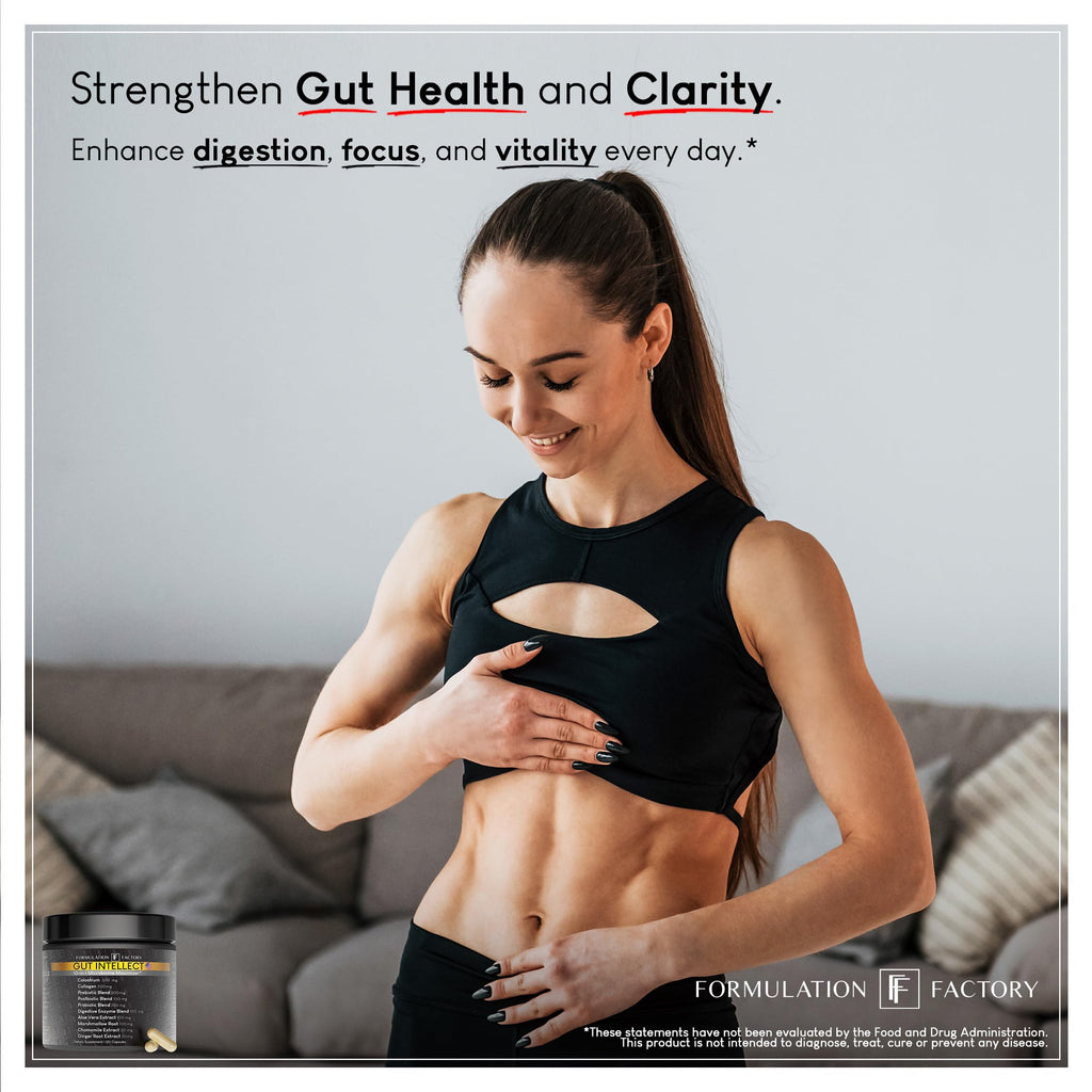 Formulation Factory Probiotics for Women & Men - Gut Intellect 10-in-1 Digestive Enzymes with Prebiotics and Postbiotics - Total Gut Health Supplement