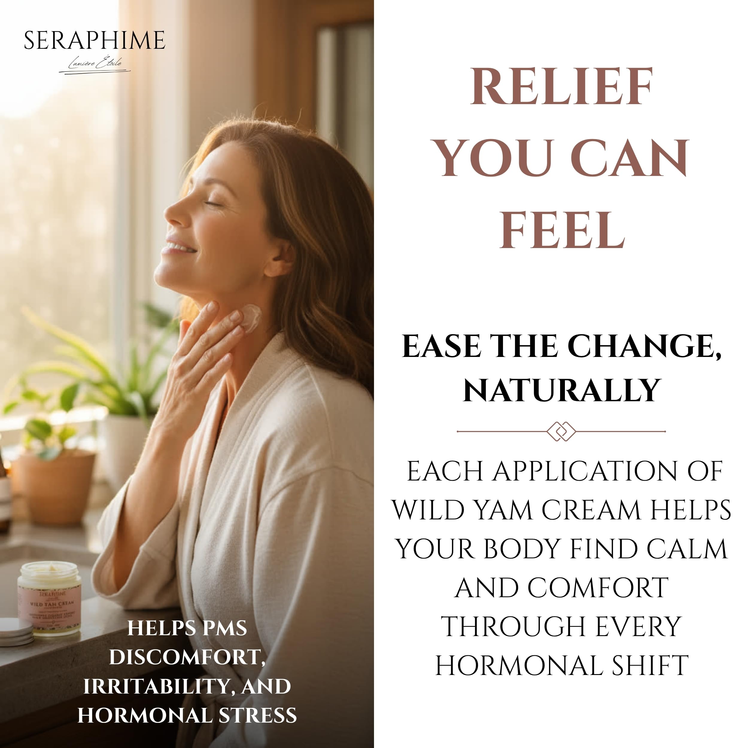 Seraphime Wild Yam Cream for Hormone Balance - Gift for Mom - Menopause and PMS Support for Women - Wild Yam Balancing Cream - Hot Flashes, Night Sweats, Mood Swings, Low Energy - Lavender 4oz Seraphime Au supplements