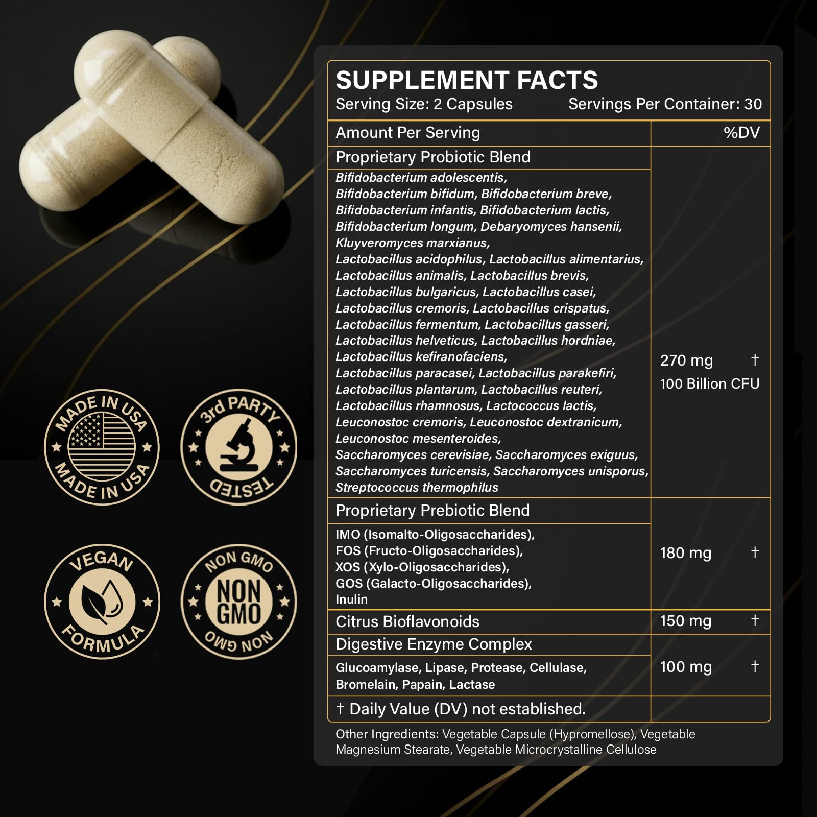 Probiotics with Prebiotics for Men and Women - 35 Strains Probiotics 100 Billion CFU for Gut & Digestive Health, Vegan Acidophilus Probiotic Supplement