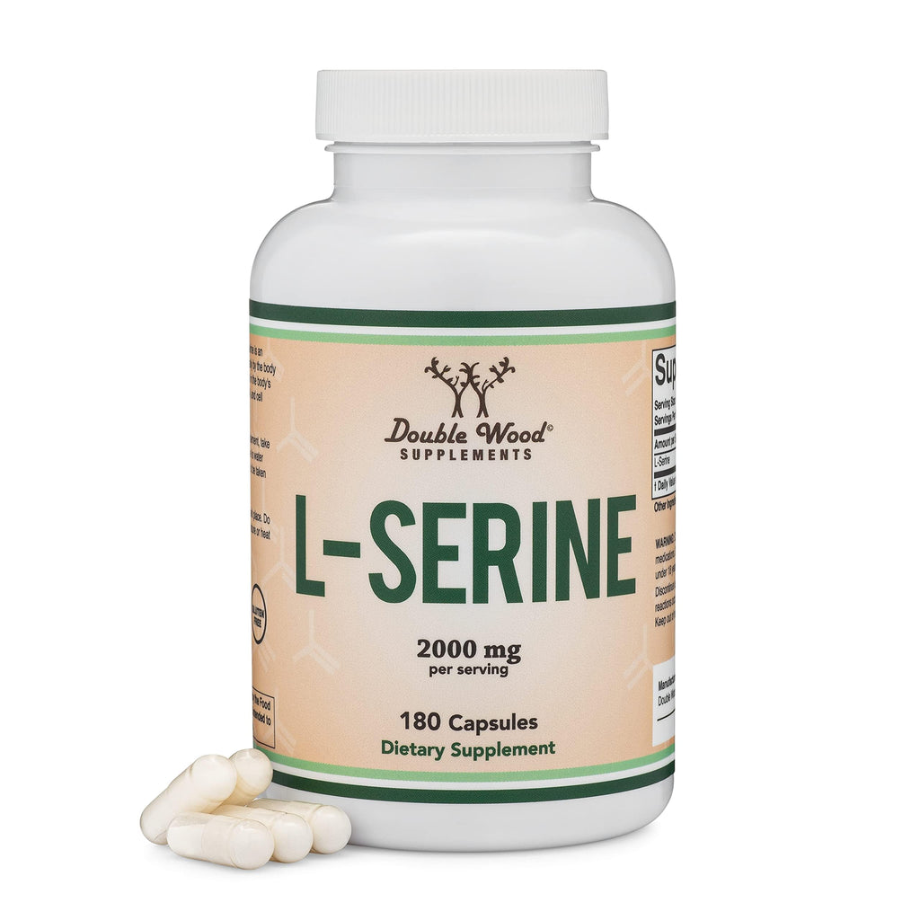 L-Serine Capsules (Third Party Tested) - 2,000mg Servings Used in Clinical Study, 180 Count, 500mg per Capsule (L Serine Amino Acid for Serotonin Production and Brain Support) by Double Wood Double Wood Supplements Au supplements