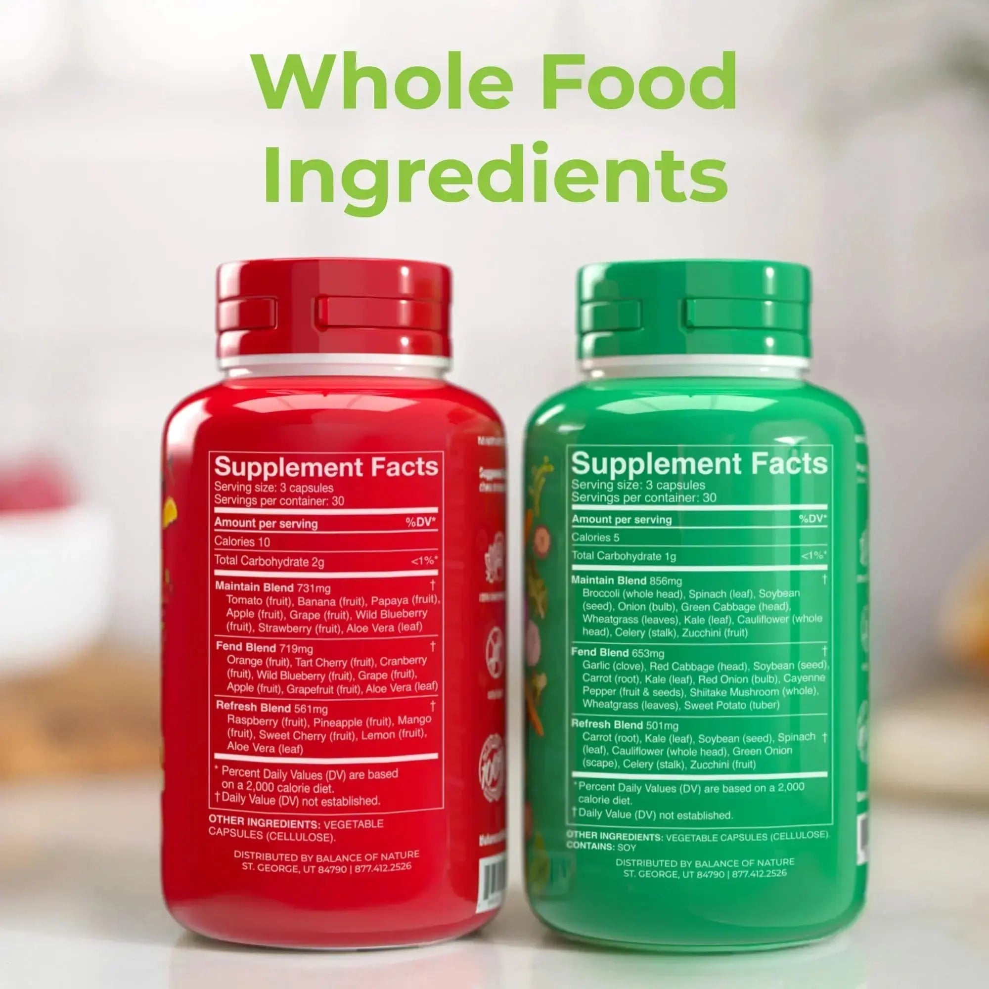 Balance of Nature Fruits & Veggies Supplements - Whole Fruit and Vegetable Ingredients for Women, Men, and Kids - 90 Fruits Capsules, 90 Veggies Capsules - 2 Sets Balance of Nature Au supplements