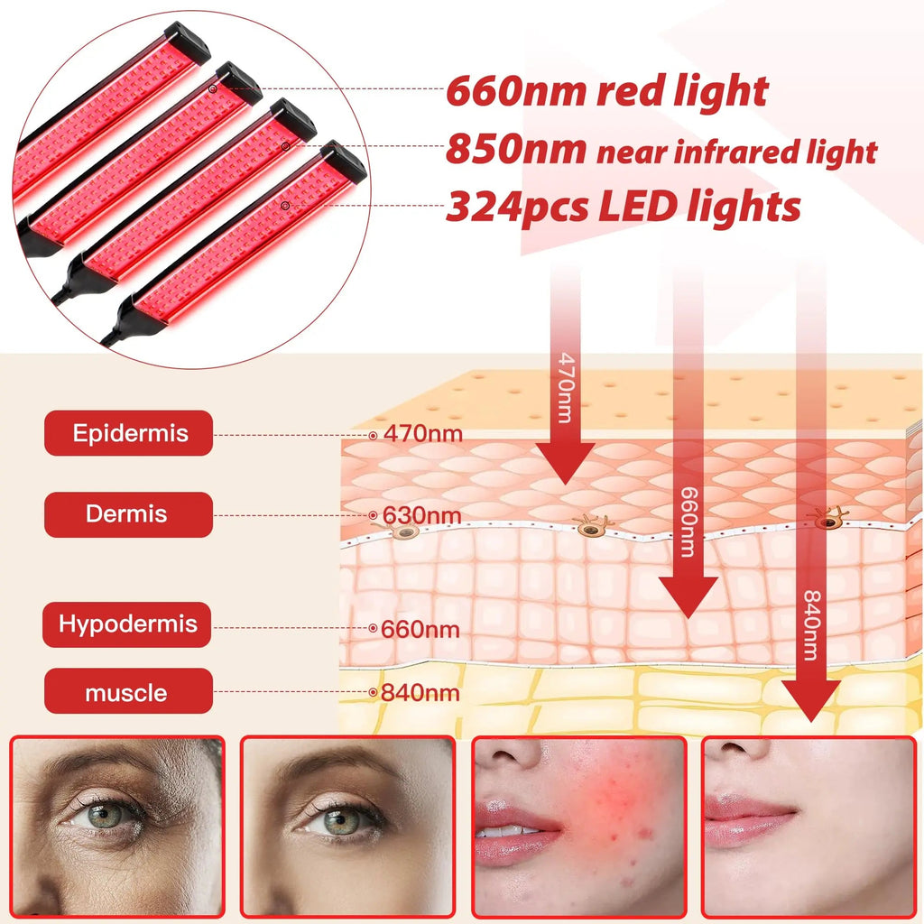 Dexnump Red Light Therapy for Face, 324 LEDs Red Light Therapy Lamp Height Free Adjustment Infrared Dexnump Au supplements