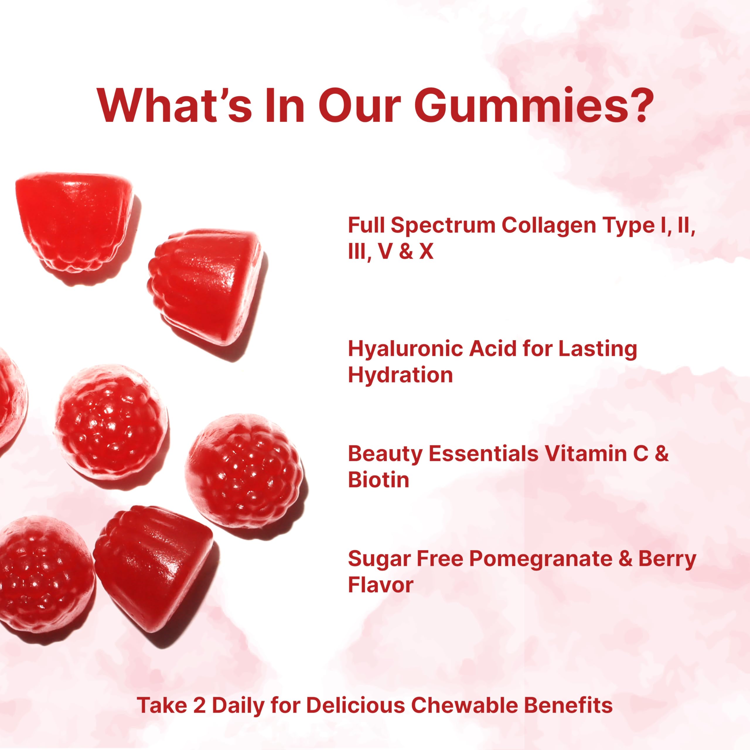 Micro Ingredients Multi Collagen Peptides, 120 Collagen Gummies | Type I,II,III,V,X Protein with Biotin, Hyaluronic Acid, & Vitamin C Complex | Pomegranate & Berry Flavored