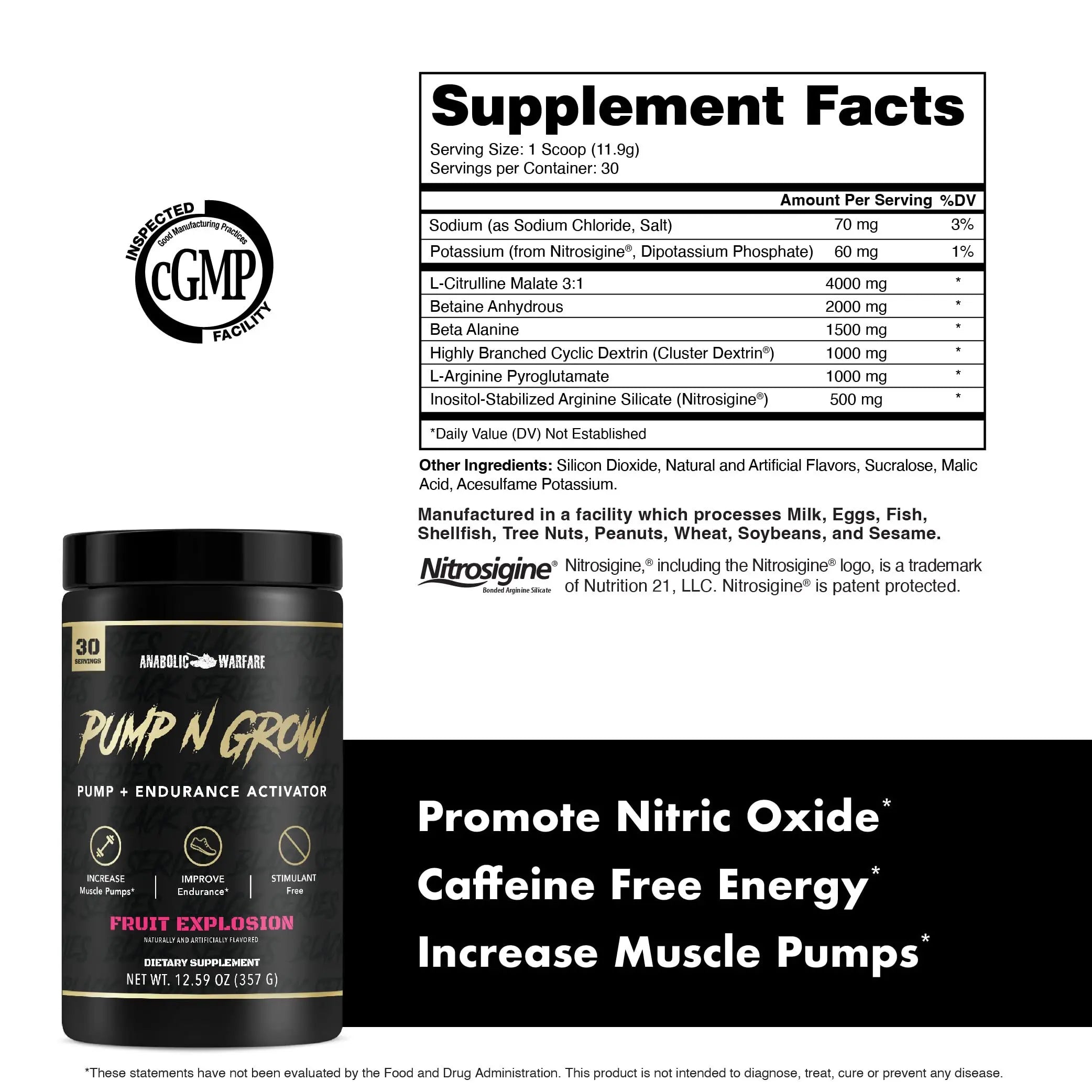 Anabolic Warfare Pump-N-Grow Muscle Pump Supplement Caffeine Free Pre Workout Anabolic Warfare Au supplements