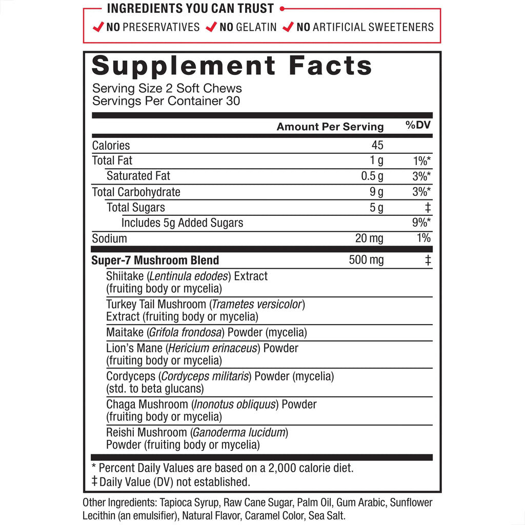 FORCE FACTOR Modern Mushrooms Soft Chews, Mushroom Supplement with Lions Mane Force Factor Au supplements