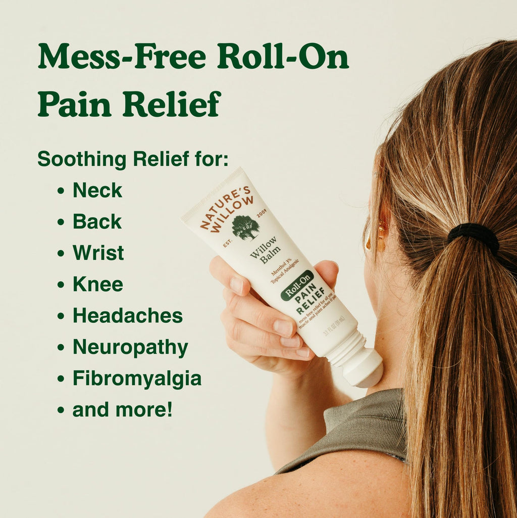 NEW Nature's Willow ROLL-ON Pain Relief | Fast-Acting, No-Mess Relief for Back, Neck, Knees & Joints | Willow Bark & Menthol | Clean, Fresh Scent | No Dyes or Artificial Fragrance | 3.1 fl oz | 3-Pack Nature's Willow Au supplements