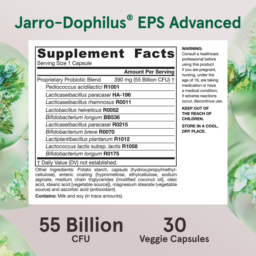 Jarrow Formulas Jarro-Dophilus EPS Advanced, 55 Billion CFU Probiotics, Digestive Support for Adults, 30 Probiotic Supplement Veggie Capsules, Up to 30 Day Supply Jarrow Formulas Au supplements