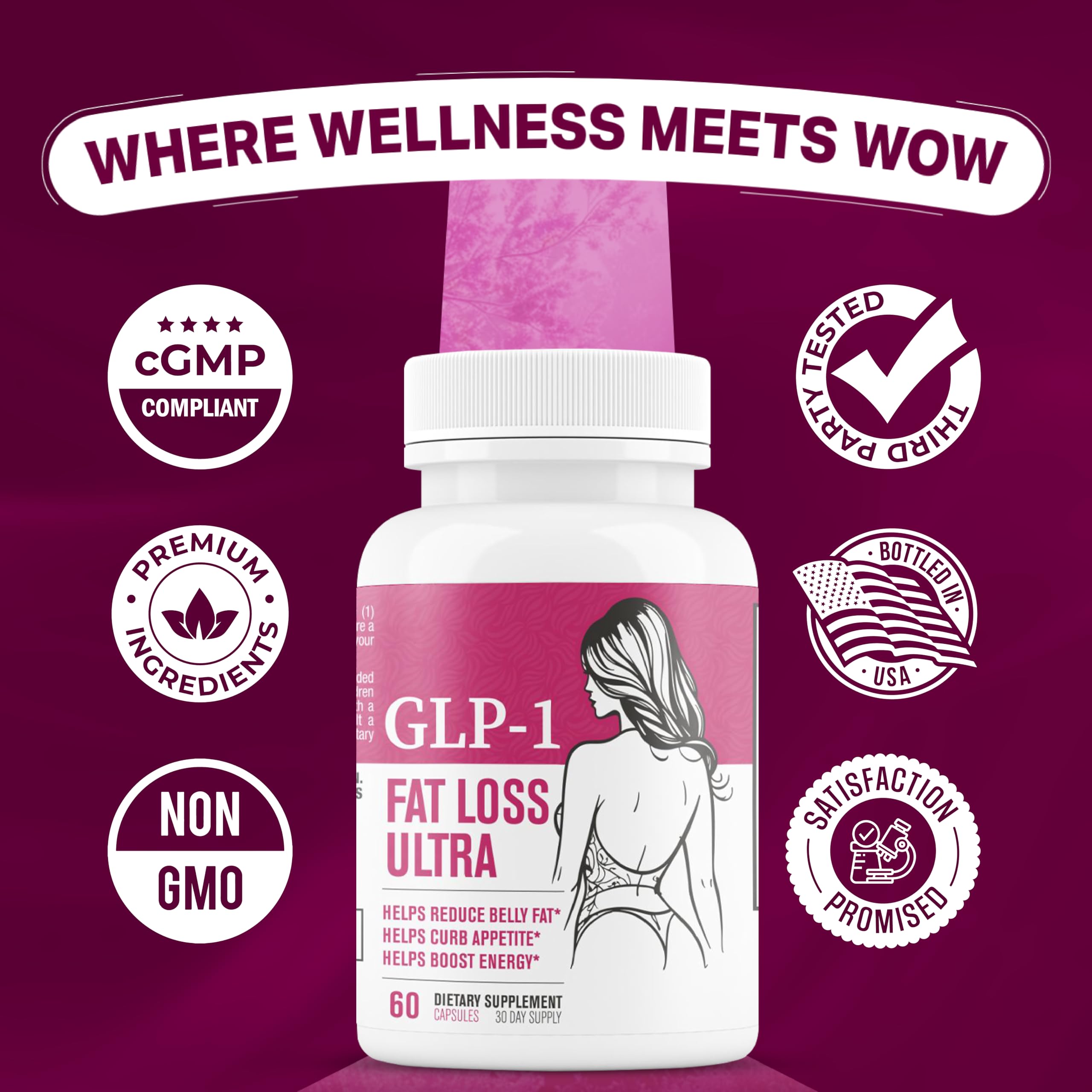 Fat Loss Ultra  Appetite Suppressant &  for Women | Supports Healthy Pathways Associated with  Activity | 3rd Party Tested Supplement - 60 Capsules for Adults