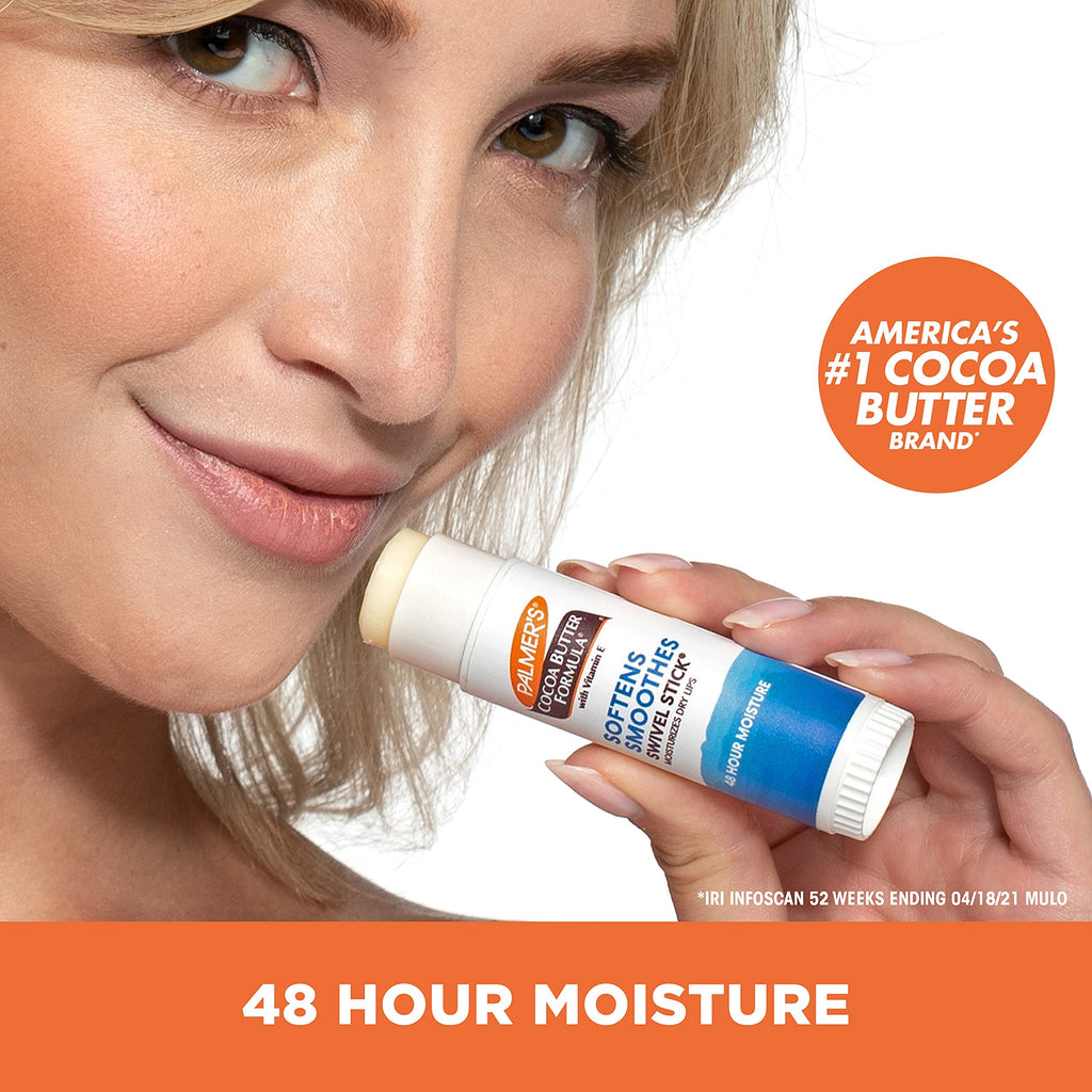 Palmer's Cocoa Butter Formula Moisturizing Swivel Stick with Vitamin E, Lip Balm for Valentine's Day, Face & Body Moisturizer Stick