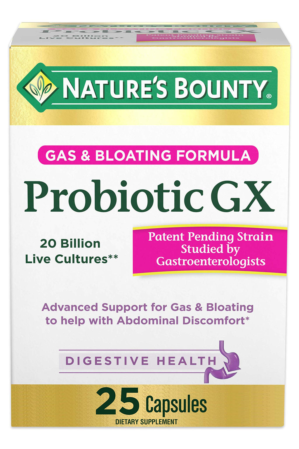 Nature's Bounty Probiotic GX, Helps with Occasional Gas and Bloating, Dietary Supplement, Digestive Health, 25 Capsules Nature's Bounty Au supplements