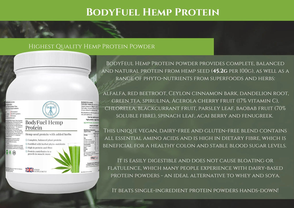 Complementary Supplements - BodyFuel Hemp Protein Powder Plus 14 Superfoods & Phytonutrients Complementary Supplements Au supplements
