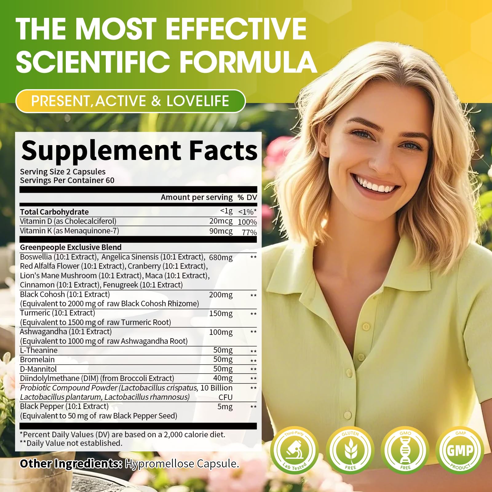 GREENPEOPLE Menopause Supplements for Women - Black Cohosh & Ashwagandha for Hot Flashes, Night Sweats, Mood Swings, Hormonal Balance Support,10 Billion CFU Probiotic - 120 Capsules Vegan Gluten-Free GREENPEOPLE Au supplements