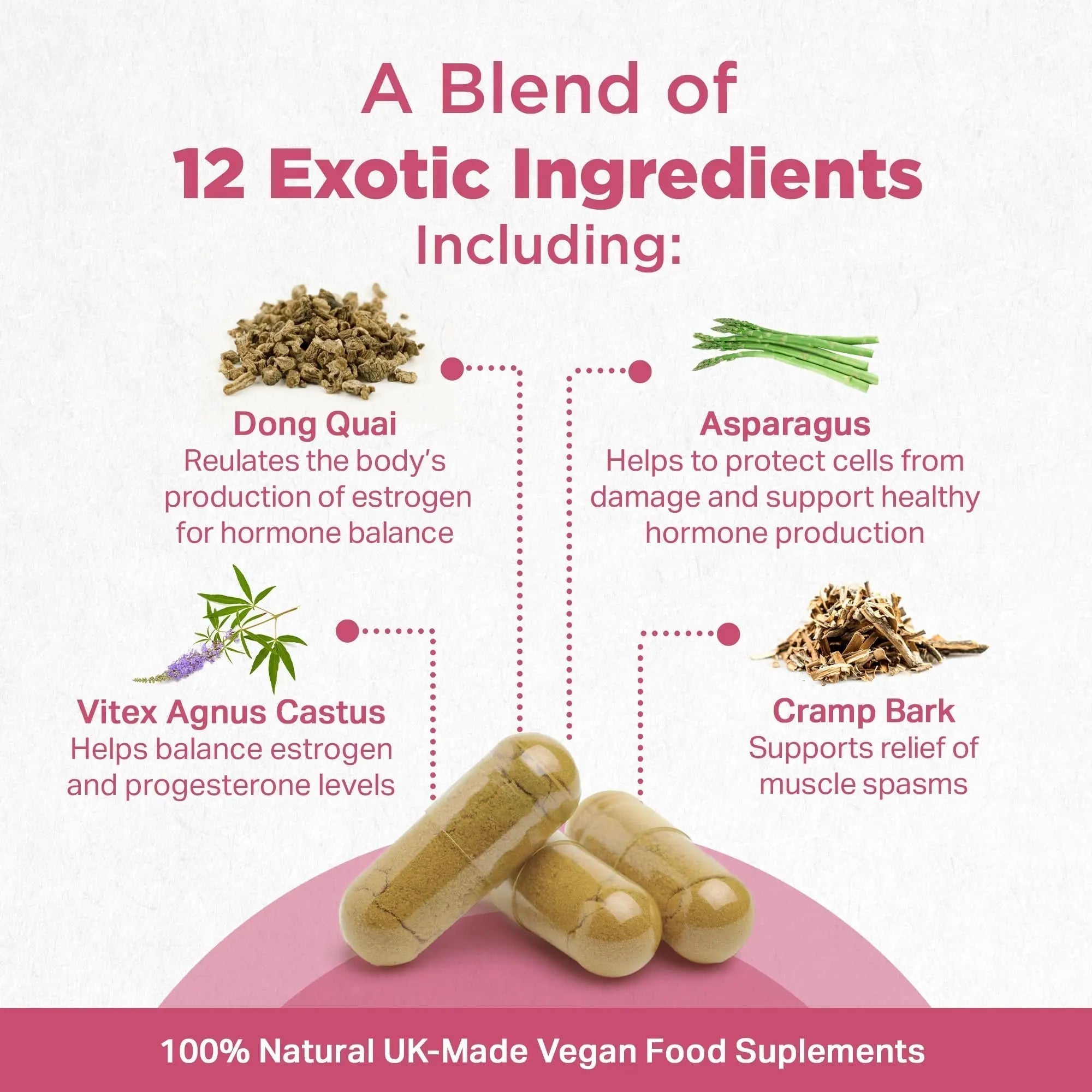 Strength & Spices Hormone Balance 100% Natural Estrogen Supplement – 12 Ingredients w Dong Quai - 60 Vegan UK Made 1000mg Capsules – Fertility and Menstrual Comfort STRENGTH & SPICES100% Natural Vegan Food Supplements Au supplements