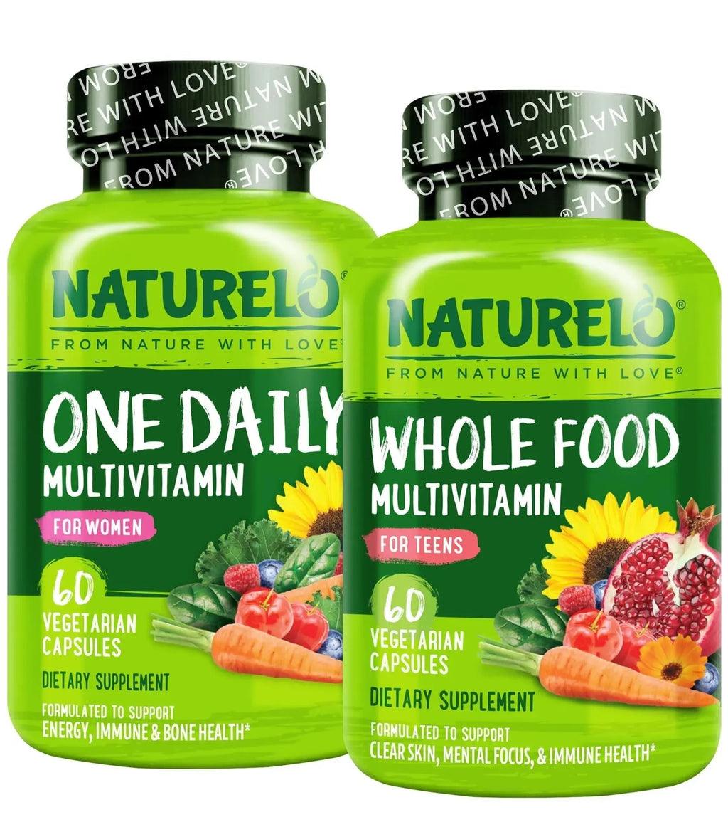 NATURELO Teen Multivitamin - Whole Food, 60 Capsules and One Daily Multivitamin for Women, 60 Capsules - 2 Month Supply Bundle NATURELO Au supplements